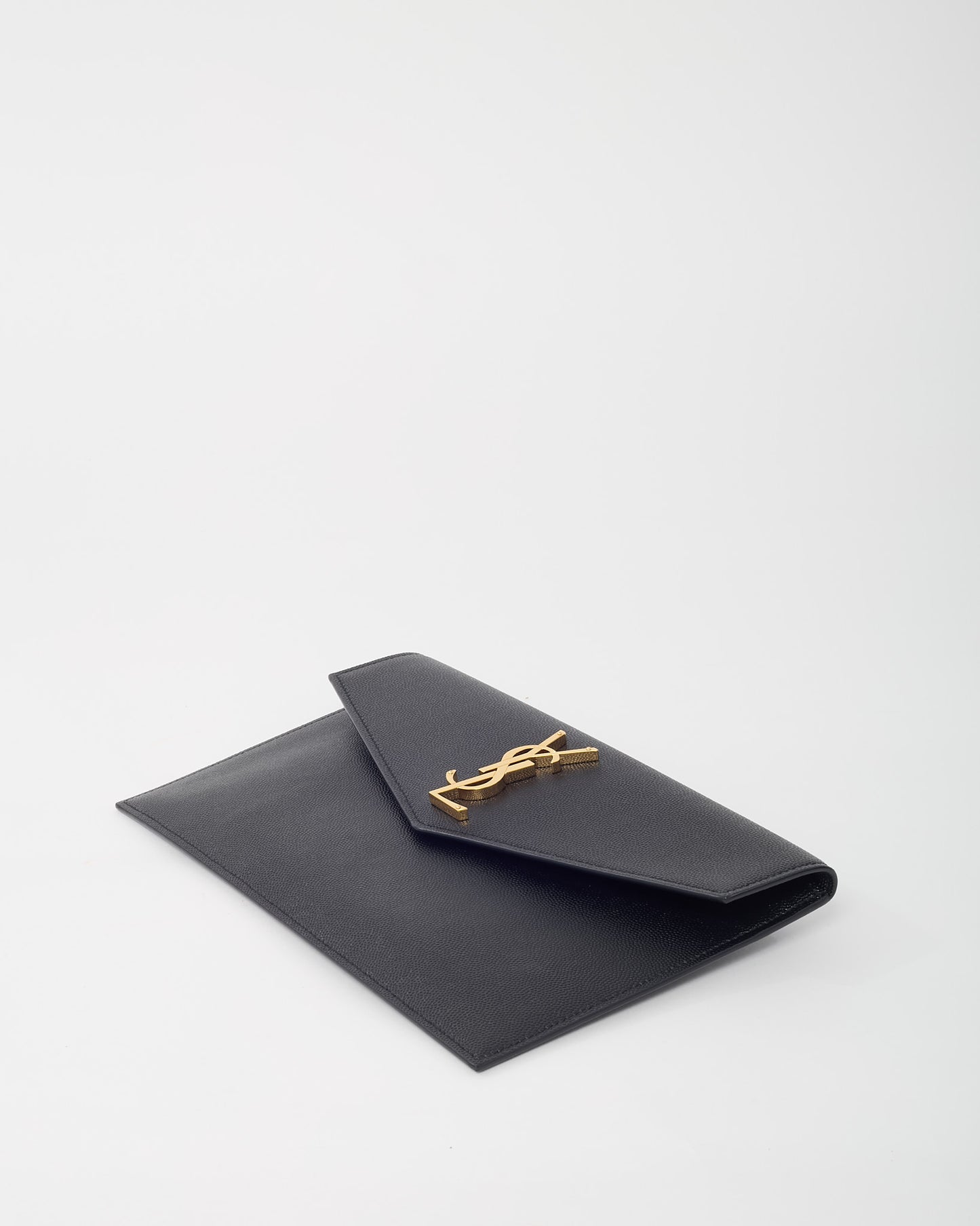 Saint Laurent Black Grain de Poudre YSL Uptown Pouch Clutch