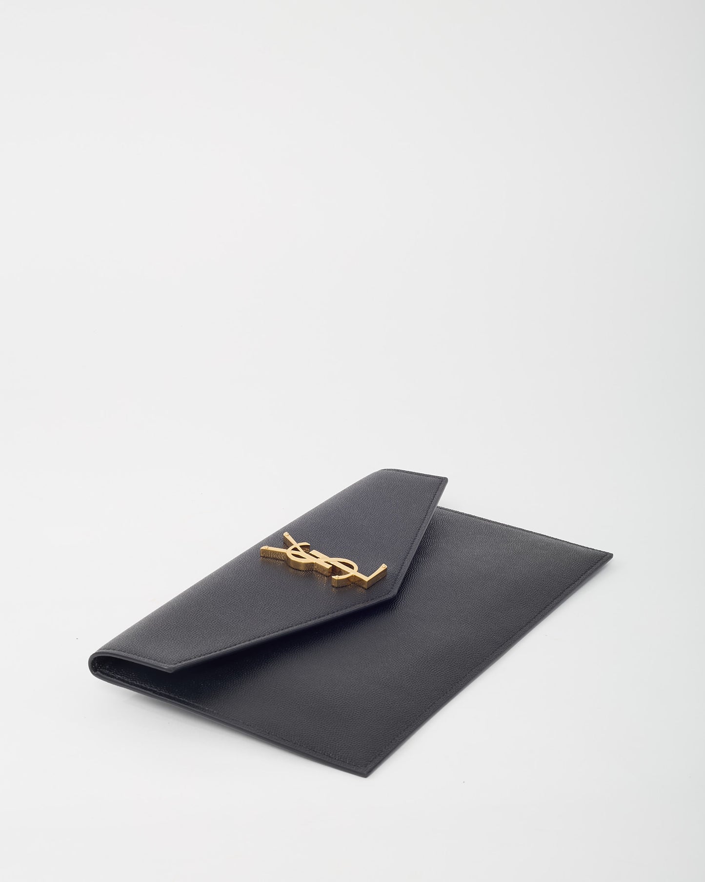 Saint Laurent Black Grain de Poudre YSL Uptown Pouch Clutch