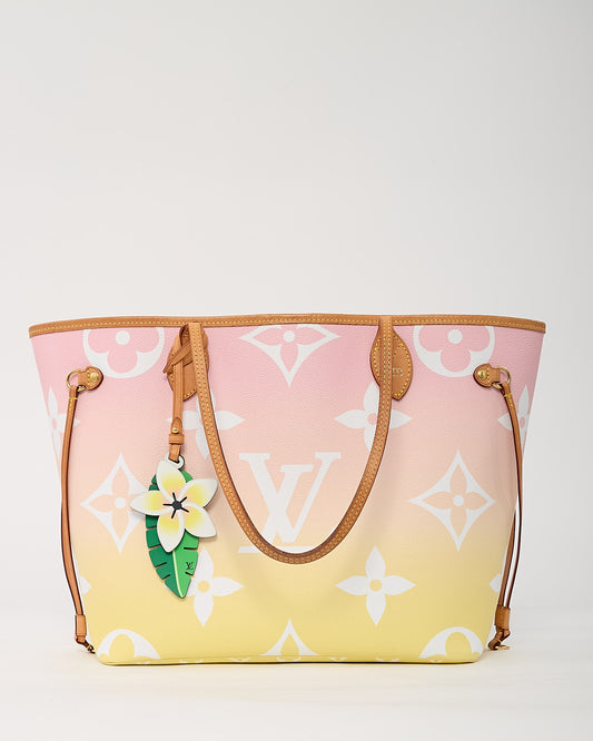 Louis Vuitton Yellow and Pink By The Pool Monogram Giant Coated Canvas Neverfull MM Bag