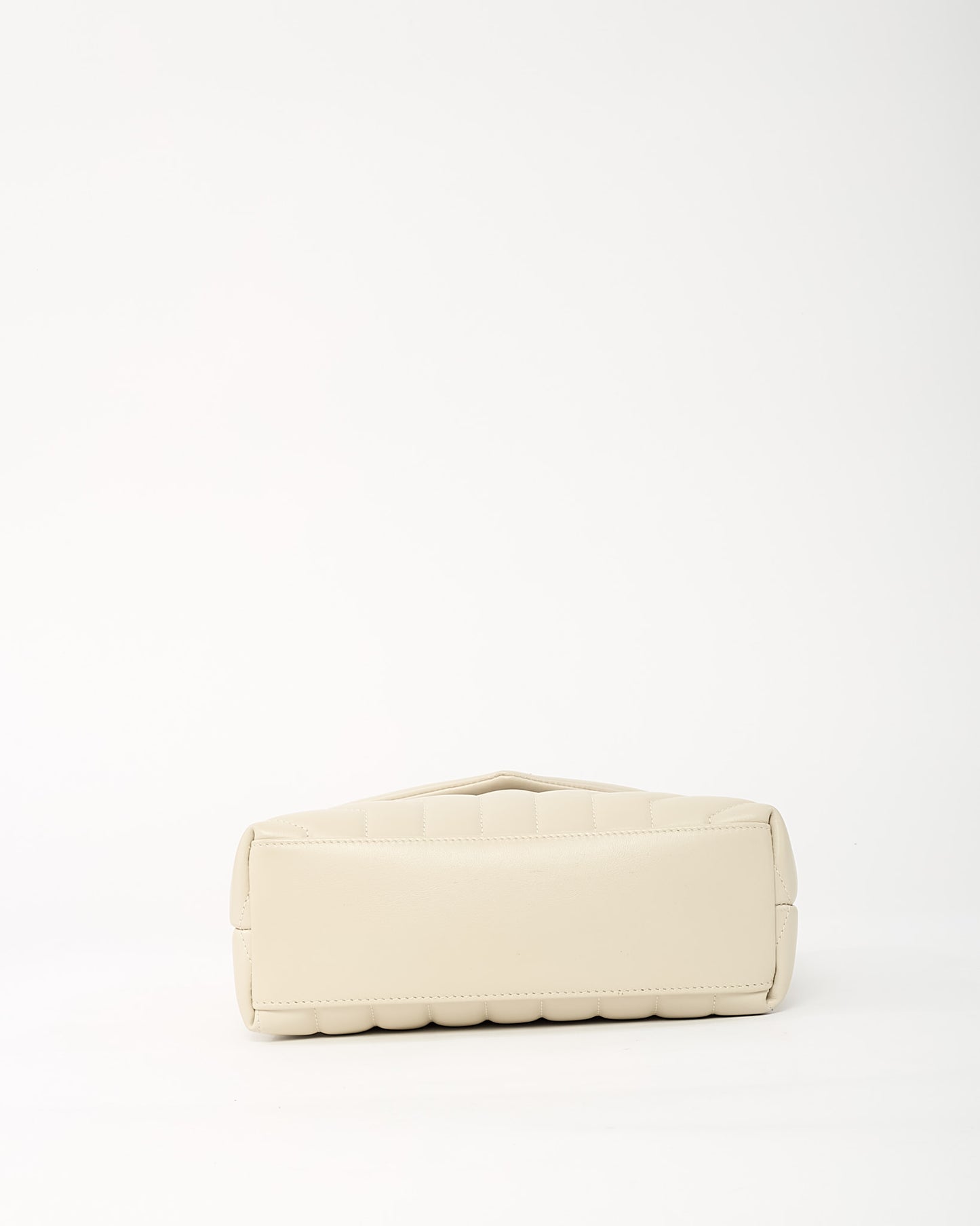 Saint Laurent White Chevron Leather Small GHW YSL Monogram Loulou Shoulder Bag