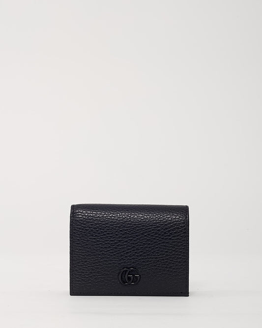 Gucci Black Leather BHW GG Marmont Small Bi-Fold Wallet