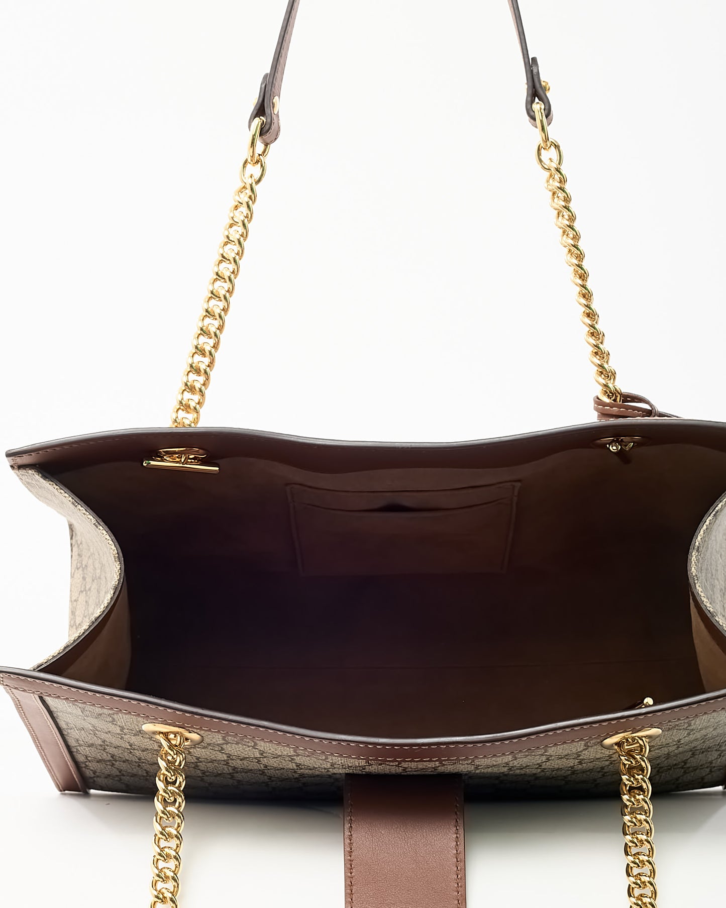 Sac cabas Gucci Grand Padlock en toile enduite GG Suprême beige/ébène et cuir blanc