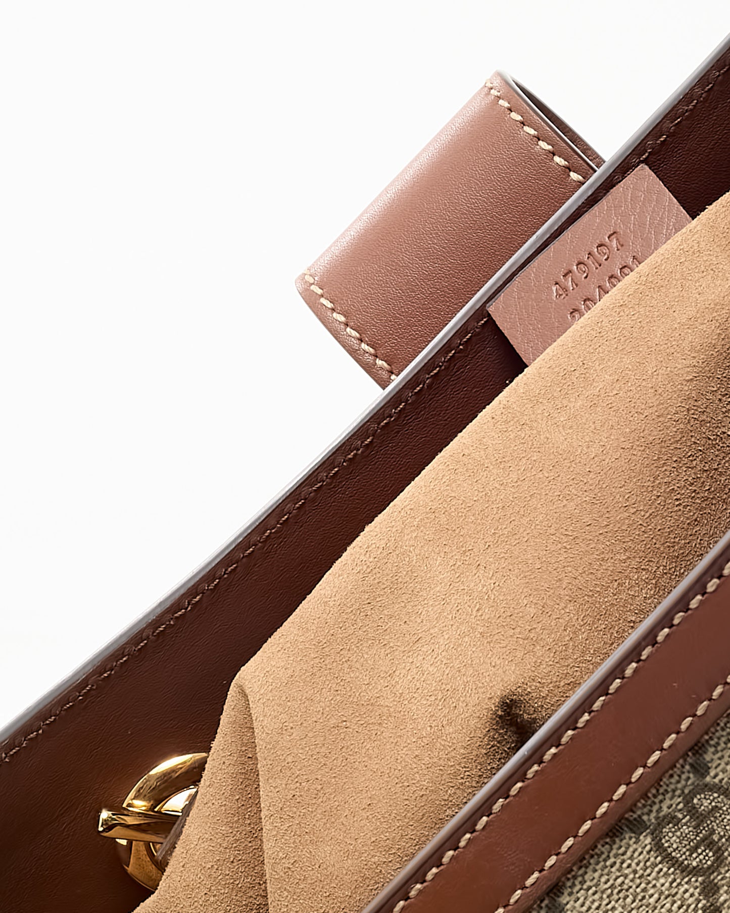 Sac cabas Gucci Grand Padlock en toile enduite GG Suprême beige/ébène et cuir blanc
