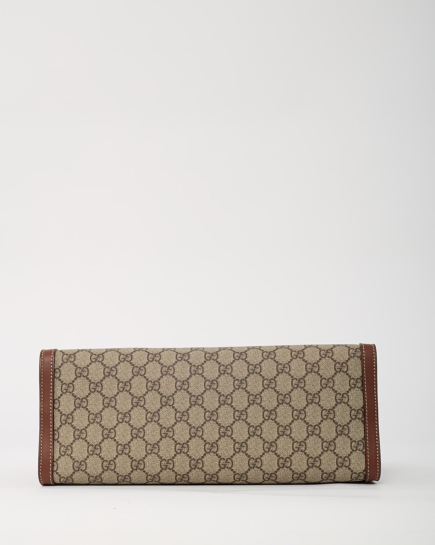 Sac cabas Gucci Grand Padlock en toile enduite GG Suprême beige/ébène et cuir blanc
