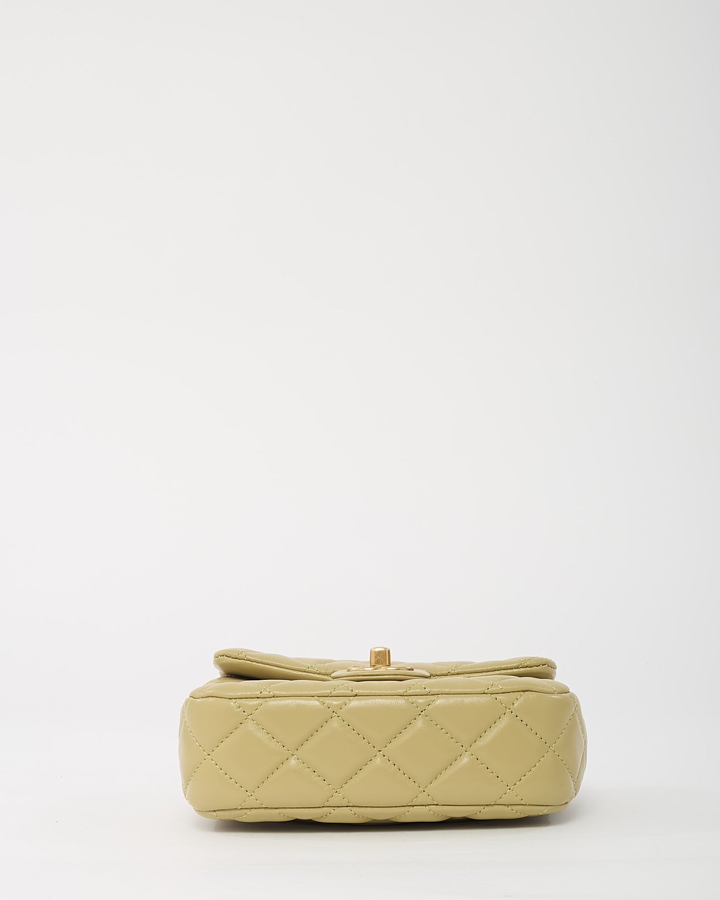 Chanel Light Green Quilted Lambskin Leather Mini Square Coco Hearts Flap Bag