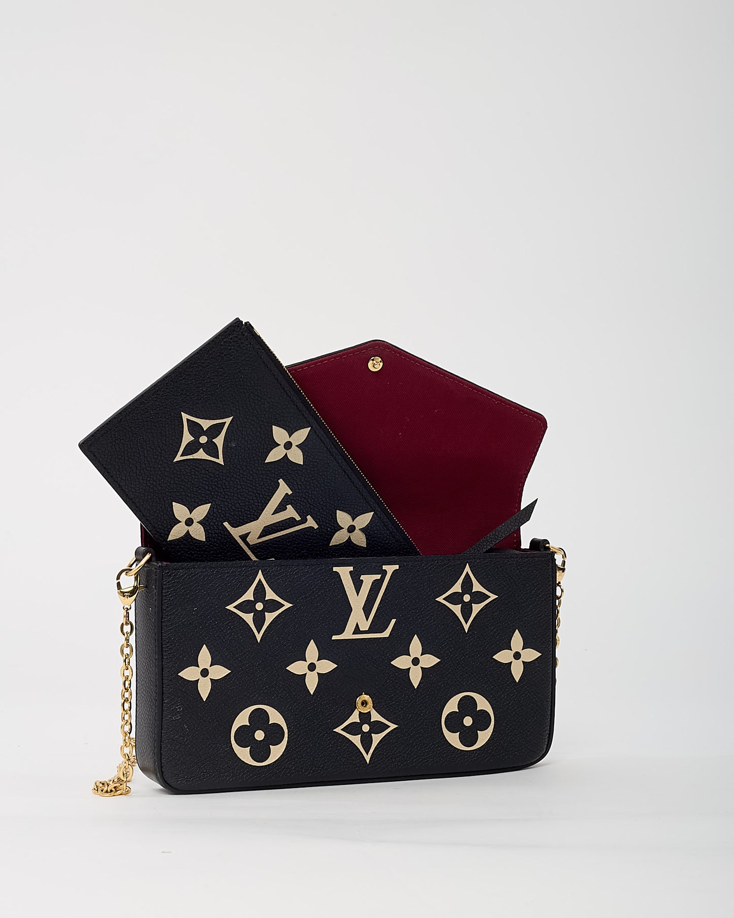 Louis Vuitton Black/Beige Monogram Empreinte Leather Felicie Pochette Crossbody Bag