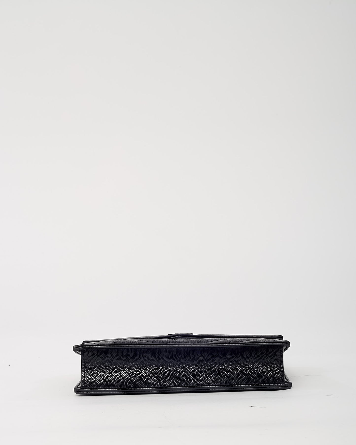 Saint Laurent Black Chevron Grain De Poudre BHW YSL Cassandre Envelope Chain WOC Crossbody Bag
