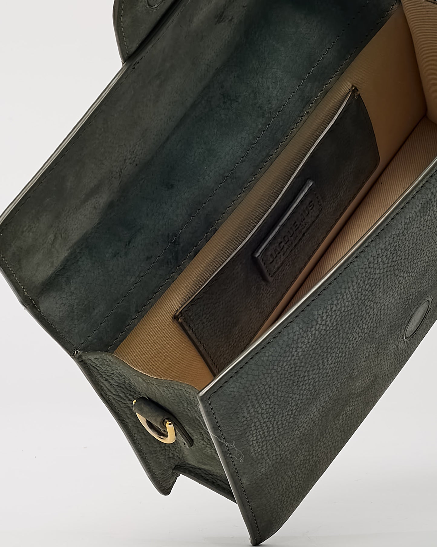 Jacquemus Olive Green Suede Le Bambino Top Handle Bag w/ Strap