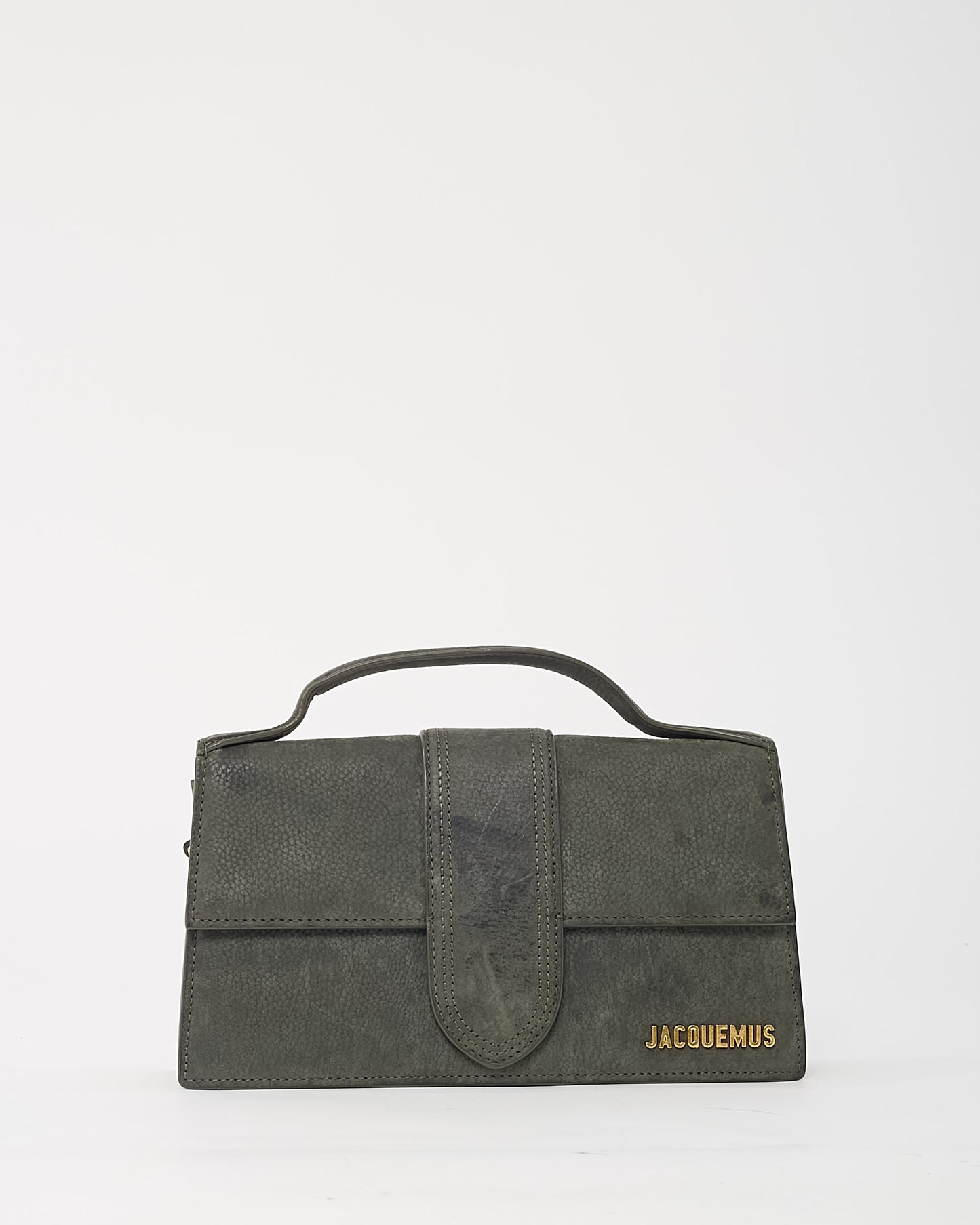 Jacquemus Olive Green Suede Le Bambino Top Handle Bag w/ Strap