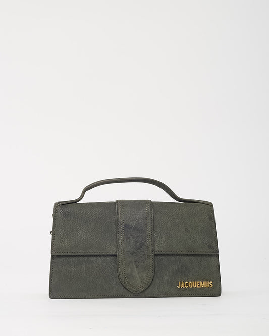 Jacquemus Olive Green Suede Le Bambino Top Handle Bag w/ Strap