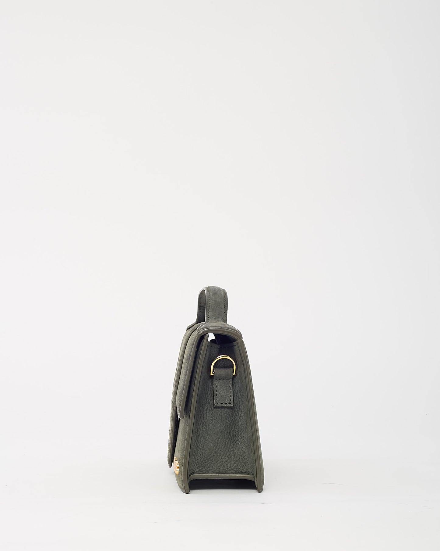 Jacquemus Olive Green Suede Le Bambino Top Handle Bag w/ Strap