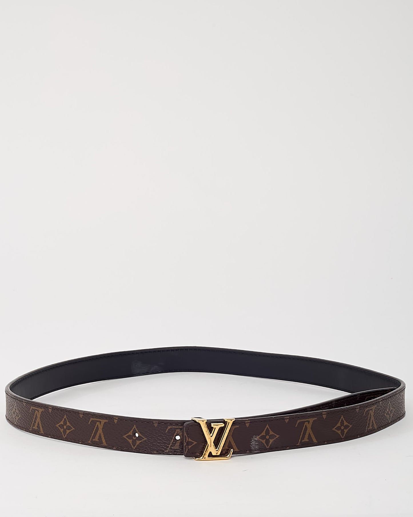Louis Vuitton Black Leather and Monogram Coated Canvas LV Iconic 20mm Reversible Belt - 75