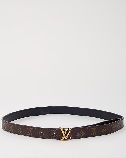 Louis Vuitton Black Leather and Monogram Coated Canvas LV Iconic 20mm Reversible Belt - 75
