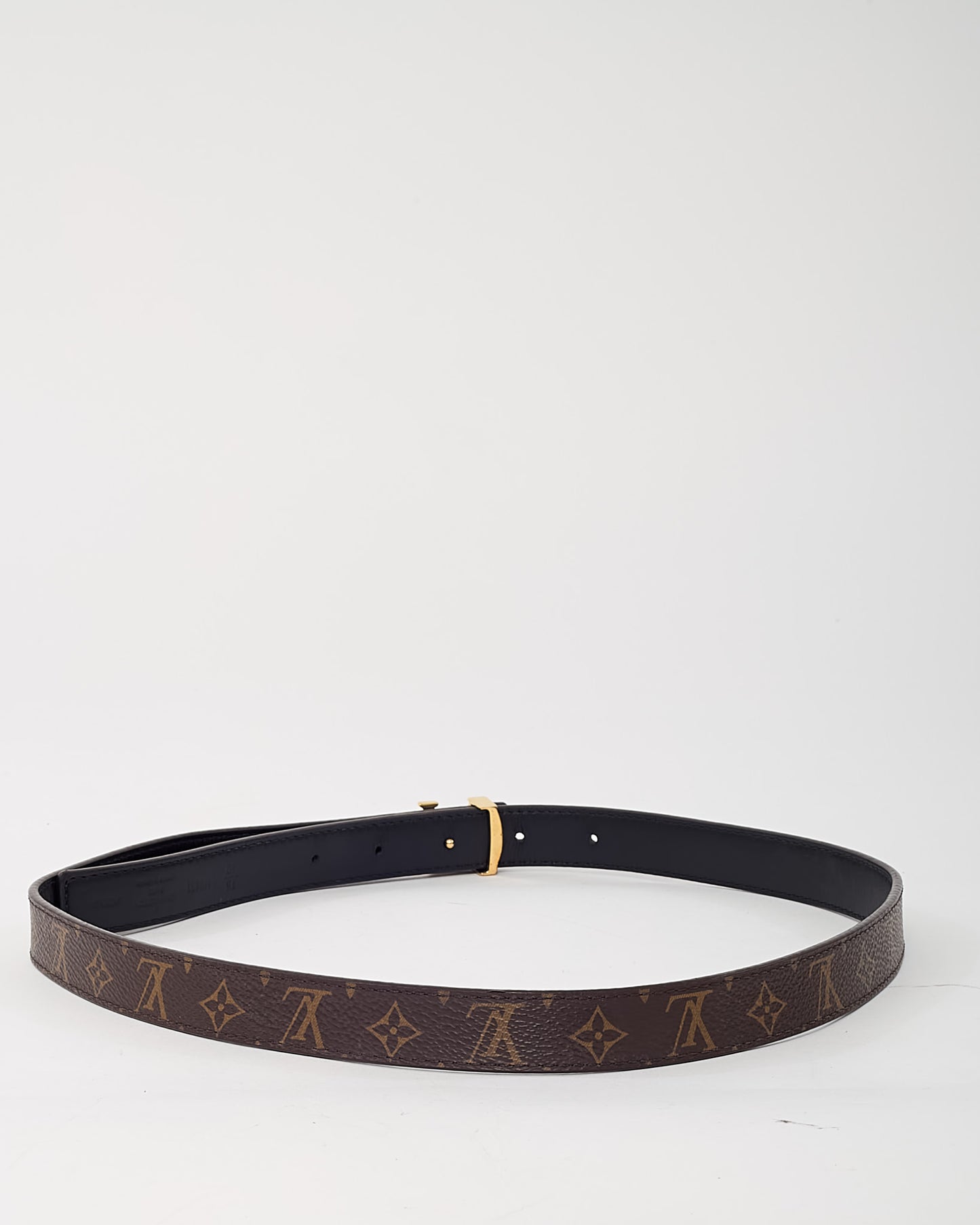 Louis Vuitton Black Leather and Monogram Coated Canvas LV Iconic 20mm Reversible Belt - 75