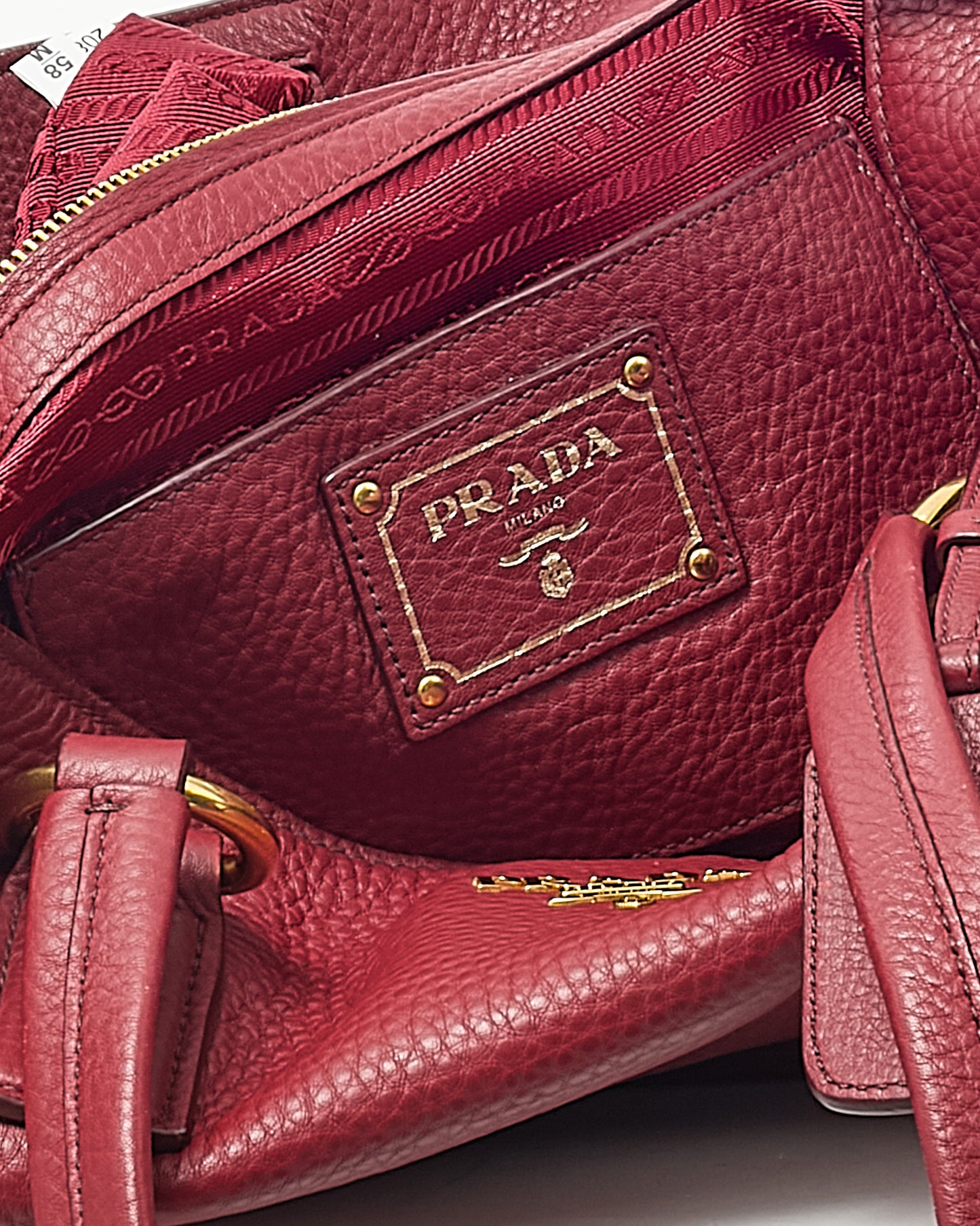 Prada Red Vitello Daino Leather Large Zip Tote Bag
