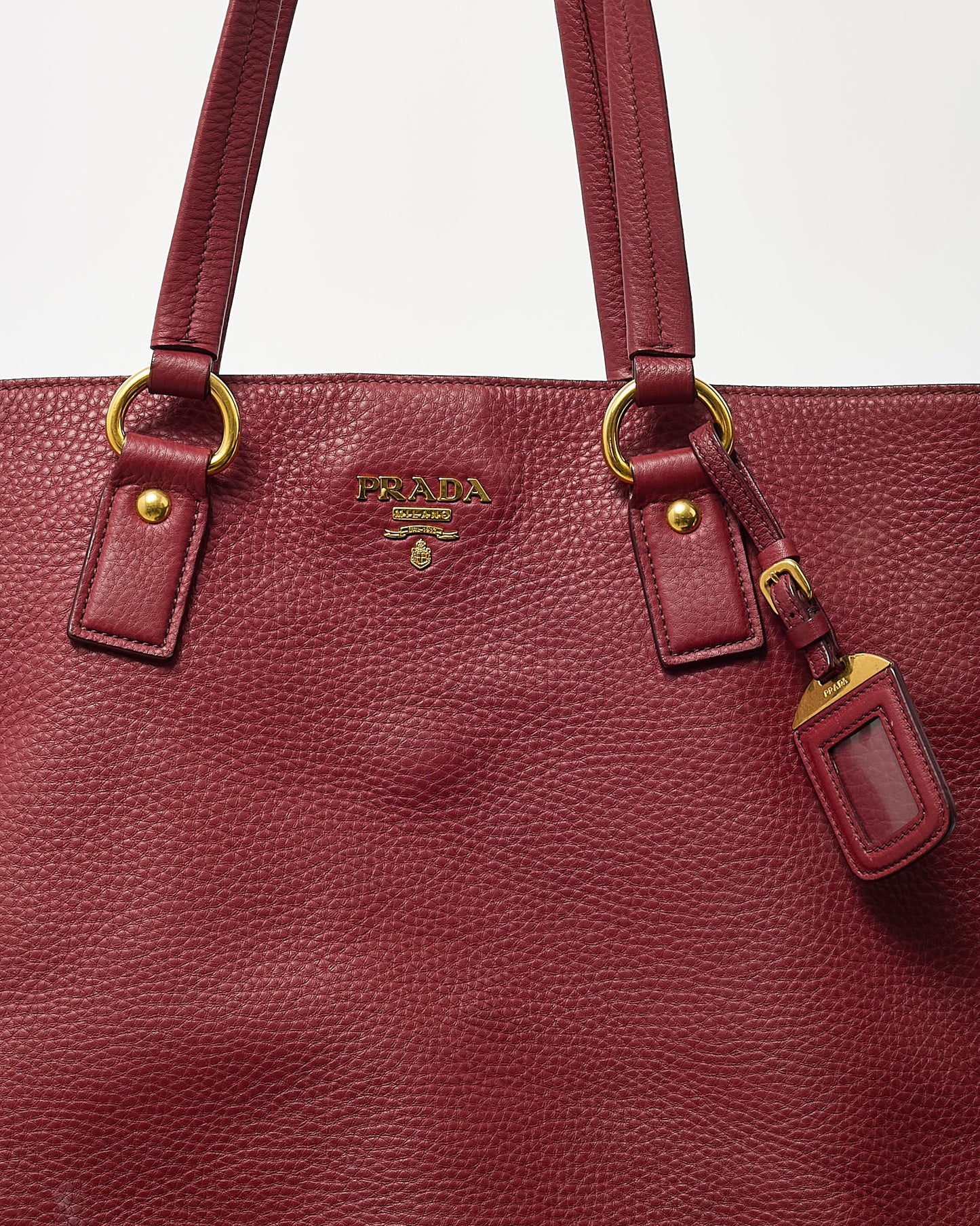 Prada Red Vitello Daino Leather Large Zip Tote Bag