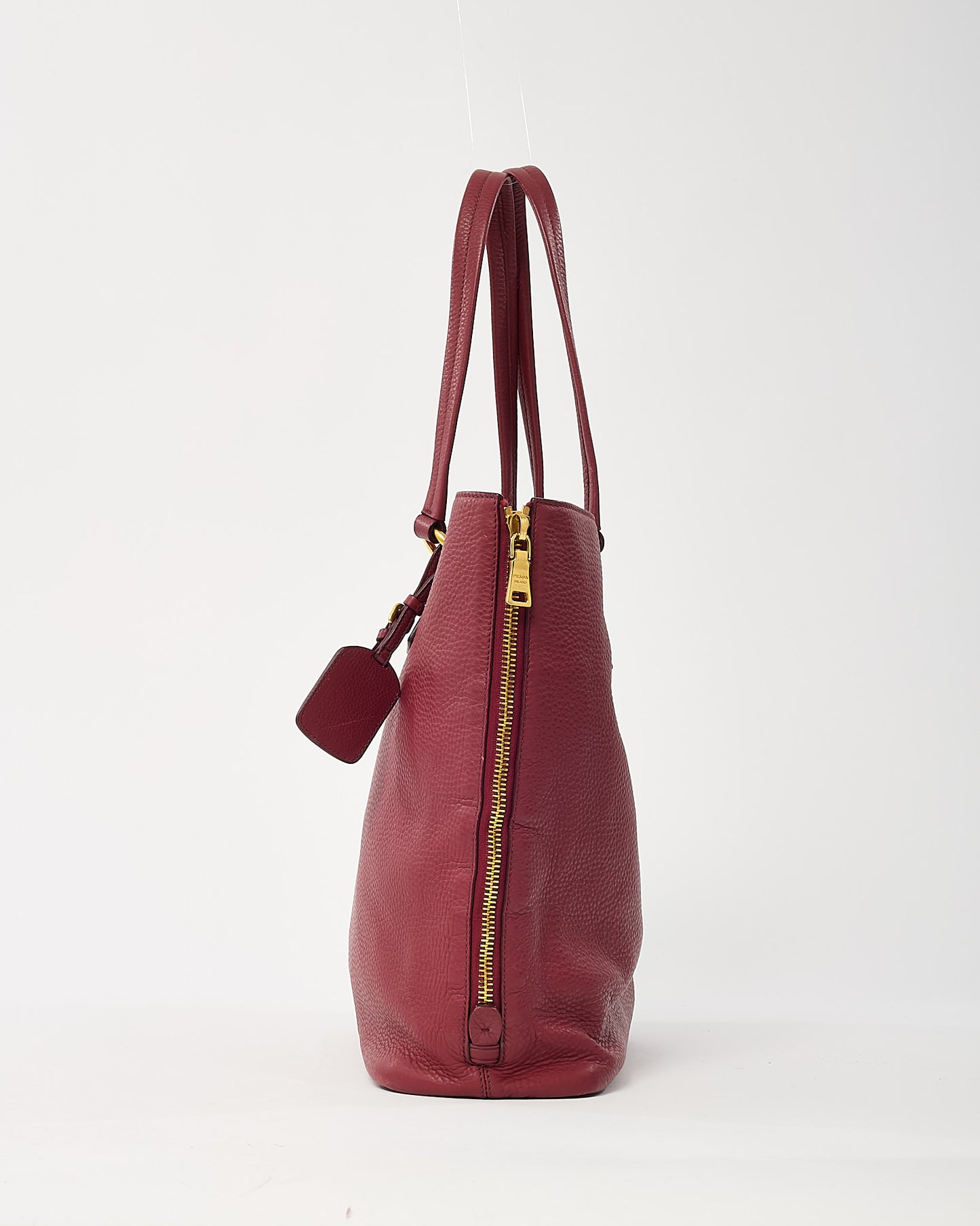 Prada Red Vitello Daino Leather Large Zip Tote Bag