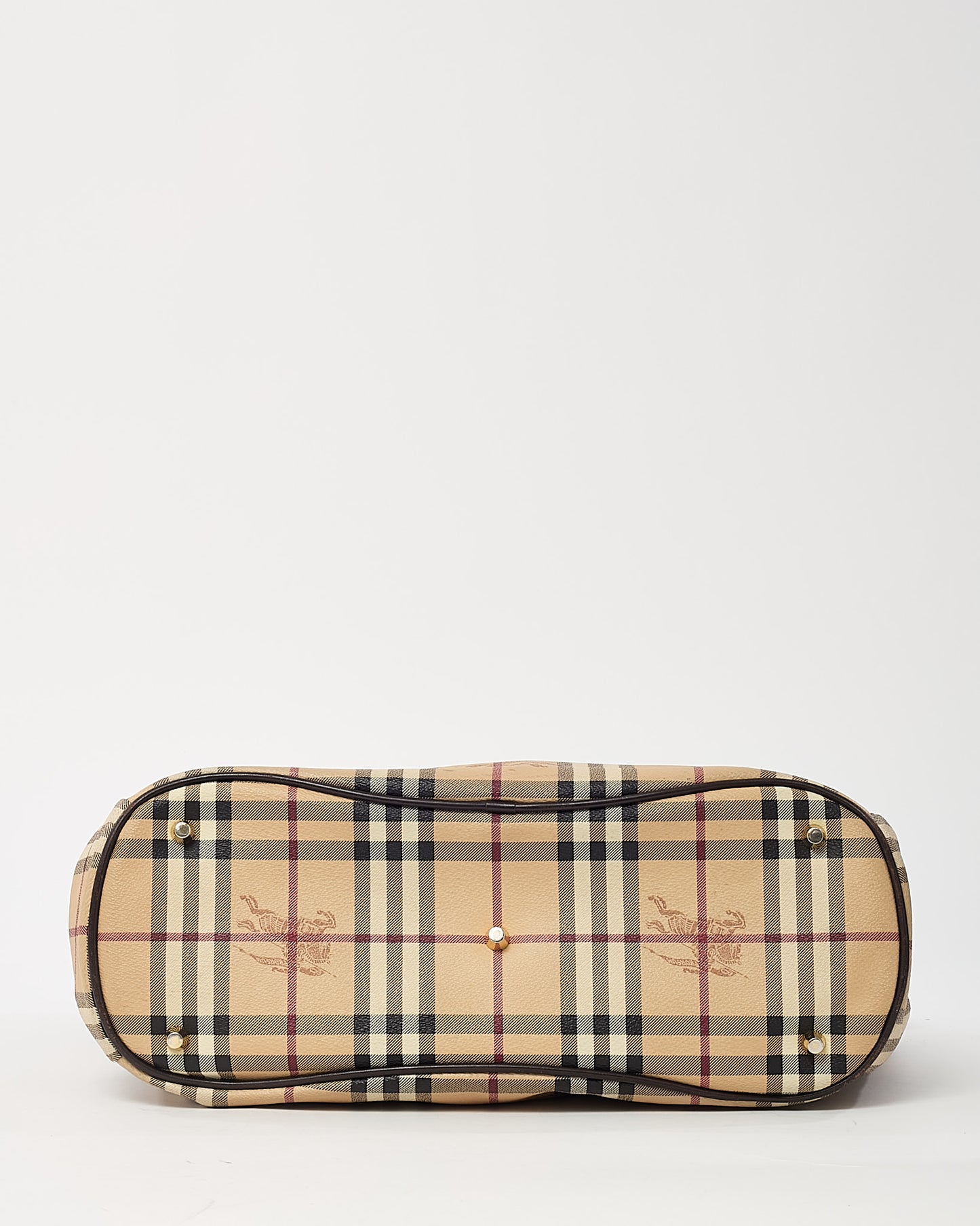Burberry Black Leather and Beige Haymarket Check Coated Canvas Belted Medium Hobo Shoulder Bag