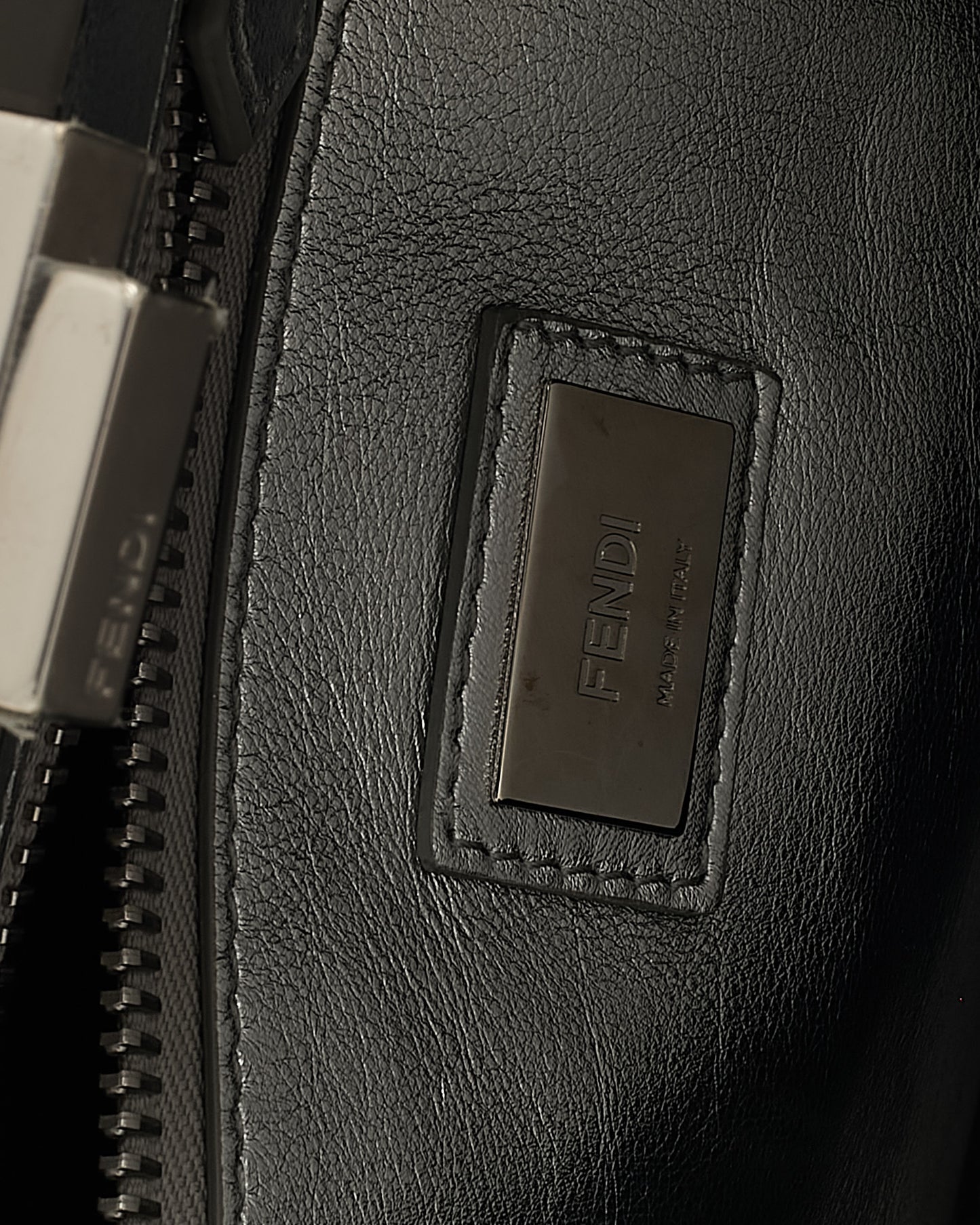 Fendi Metallic Silver Calf Leather Medium Peekaboo Iconic 2Way Bag