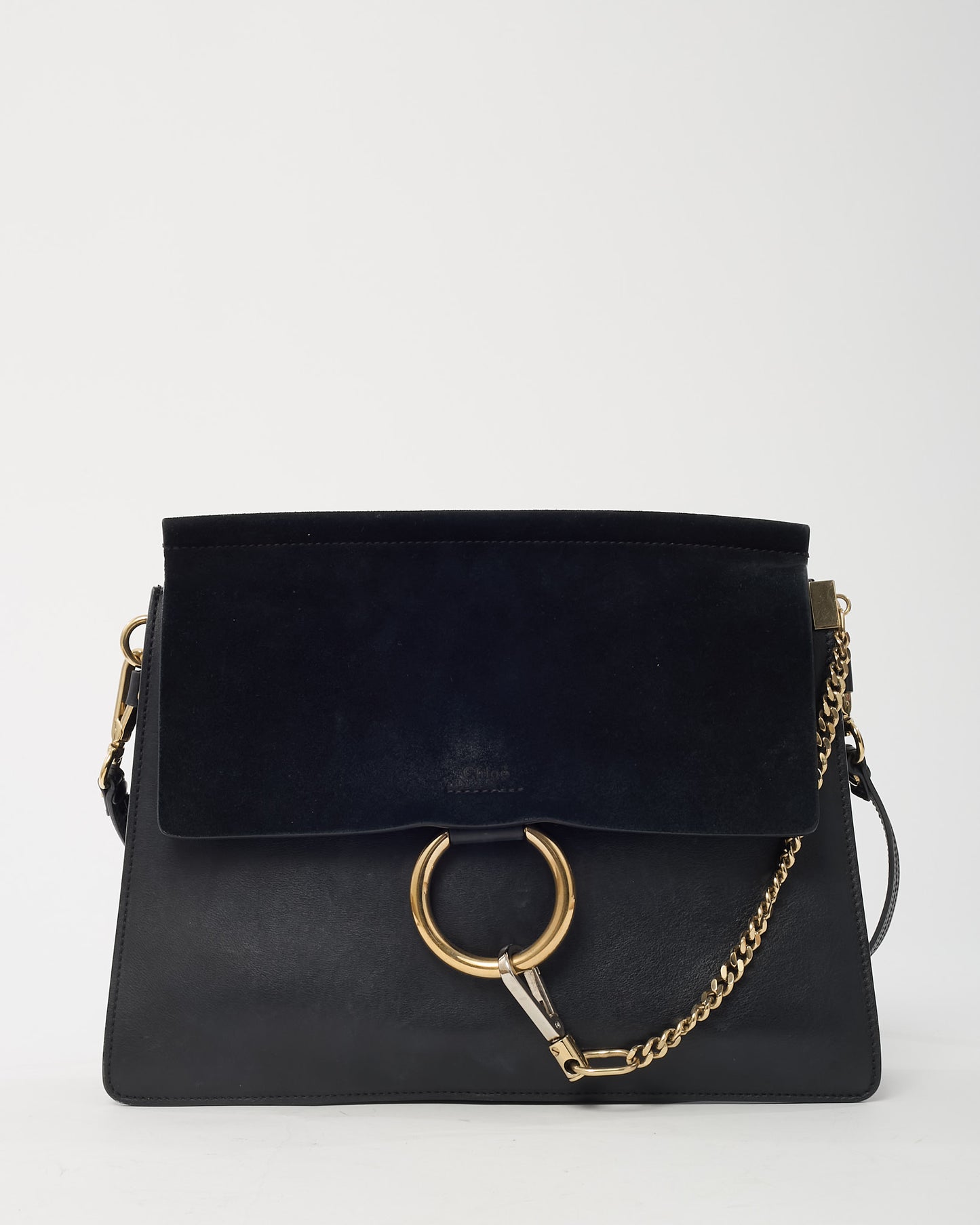 Chloé Black Leather & Suede Medium Faye Shoulder Bag