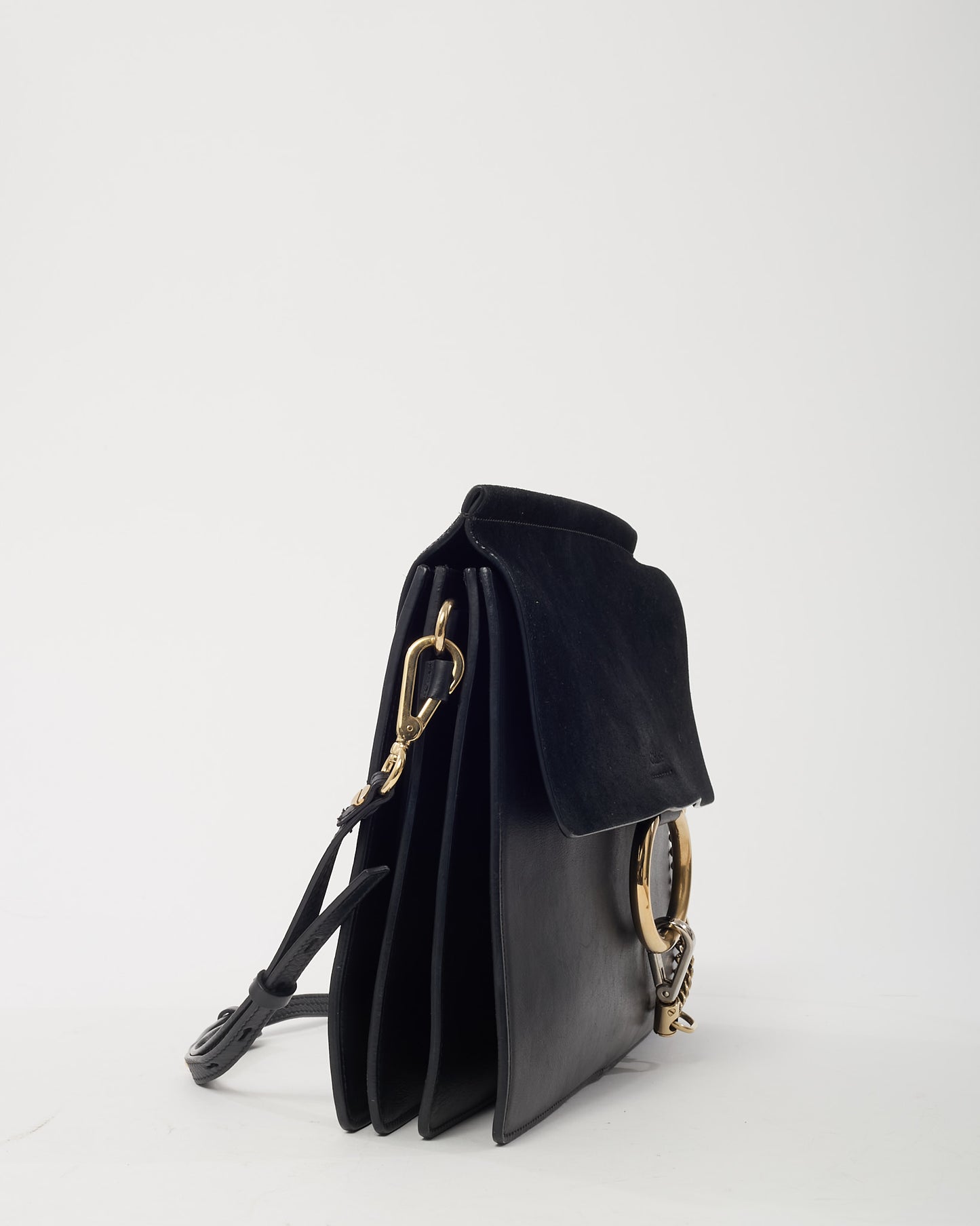 Chloé Black Leather & Suede Medium Faye Shoulder Bag