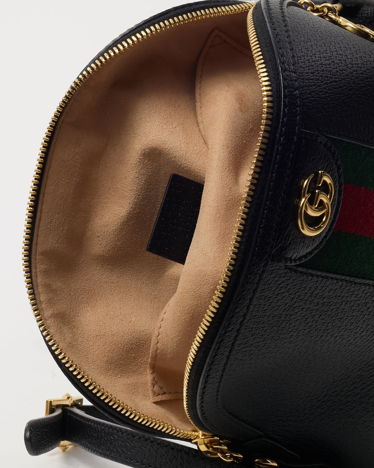 Gucci Black Calfskin Leather GG Web Small Ophidia Dome Shoulder Bag