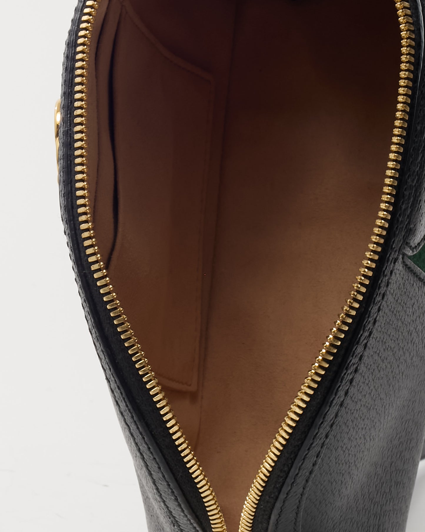Gucci Black Calfskin Leather GG Web Small Ophidia Dome Shoulder Bag