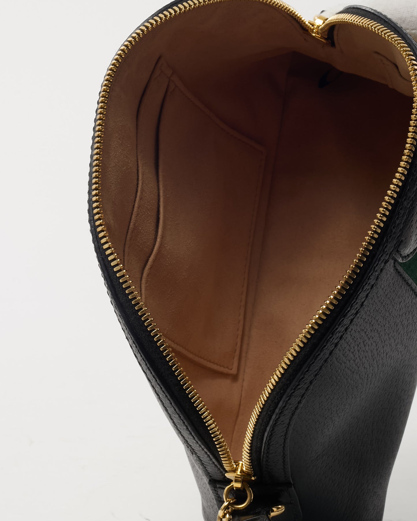 Gucci Black Calfskin Leather GG Web Small Ophidia Dome Shoulder Bag