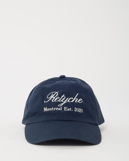Retyche Navy & White Cursive Logo MTL Ets. Baseball Cap - O/S