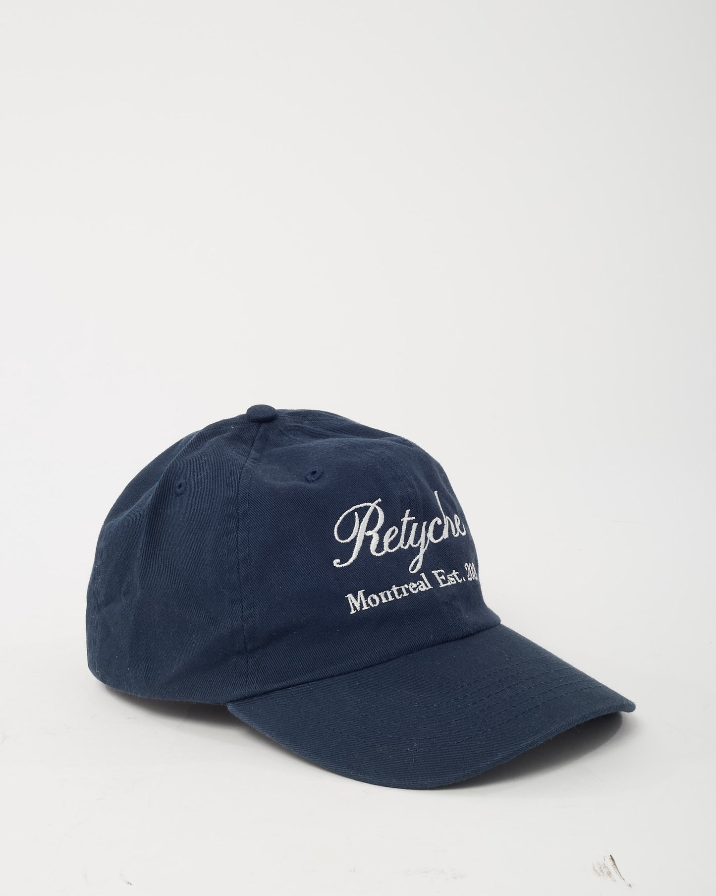 Retyche Navy & White Cursive Logo MTL Ets. Baseball Cap - O/S