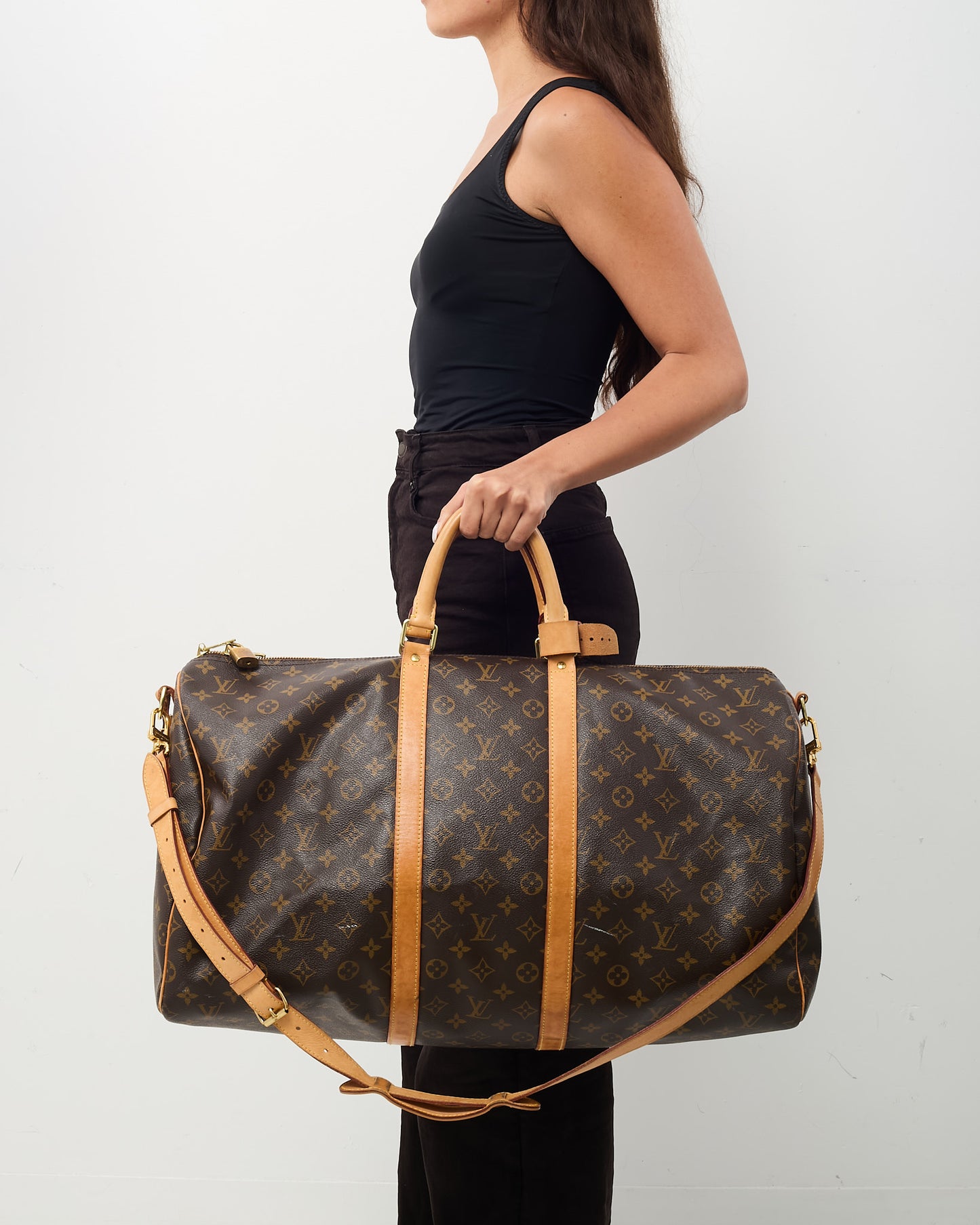 Louis Vuitton Monogram Coated Canvas Keepall Bandoulière 55