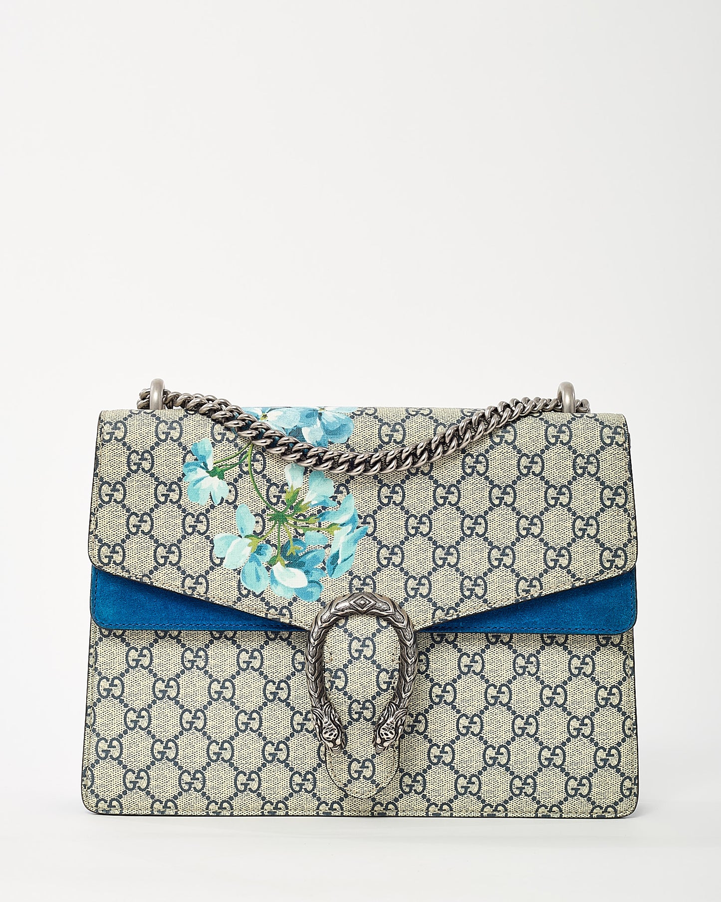 Gucci Beige GG Supreme Monogram Blooms Coated Canvas Large Dionysus Shoulder Bag