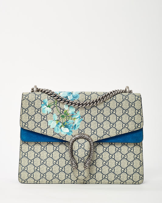 Gucci Beige GG Supreme Monogram Blooms Coated Canvas Large Dionysus Shoulder Bag