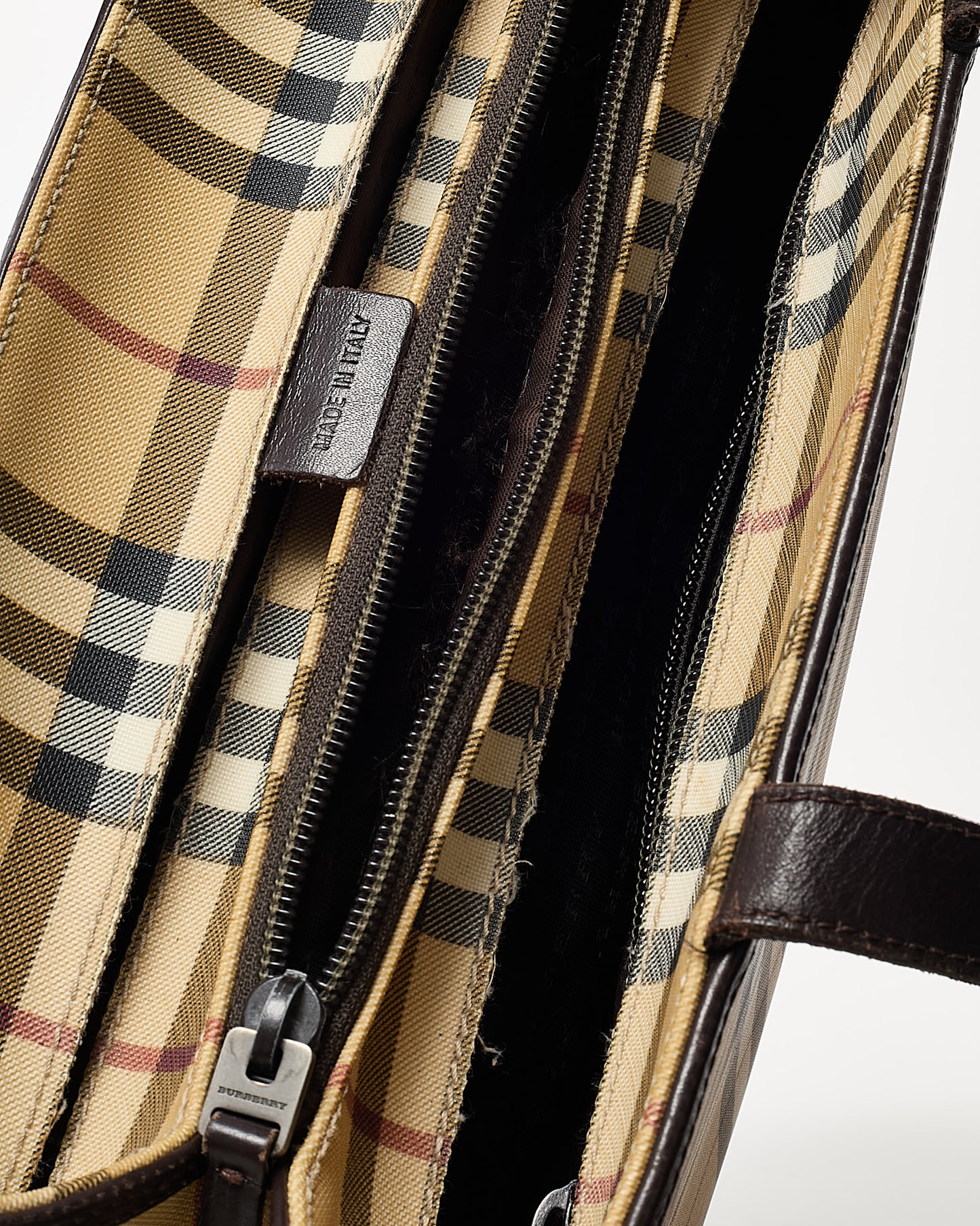 Burberry Vintage Beige Nova Check Coated Canvas Top Handle Tote Bag