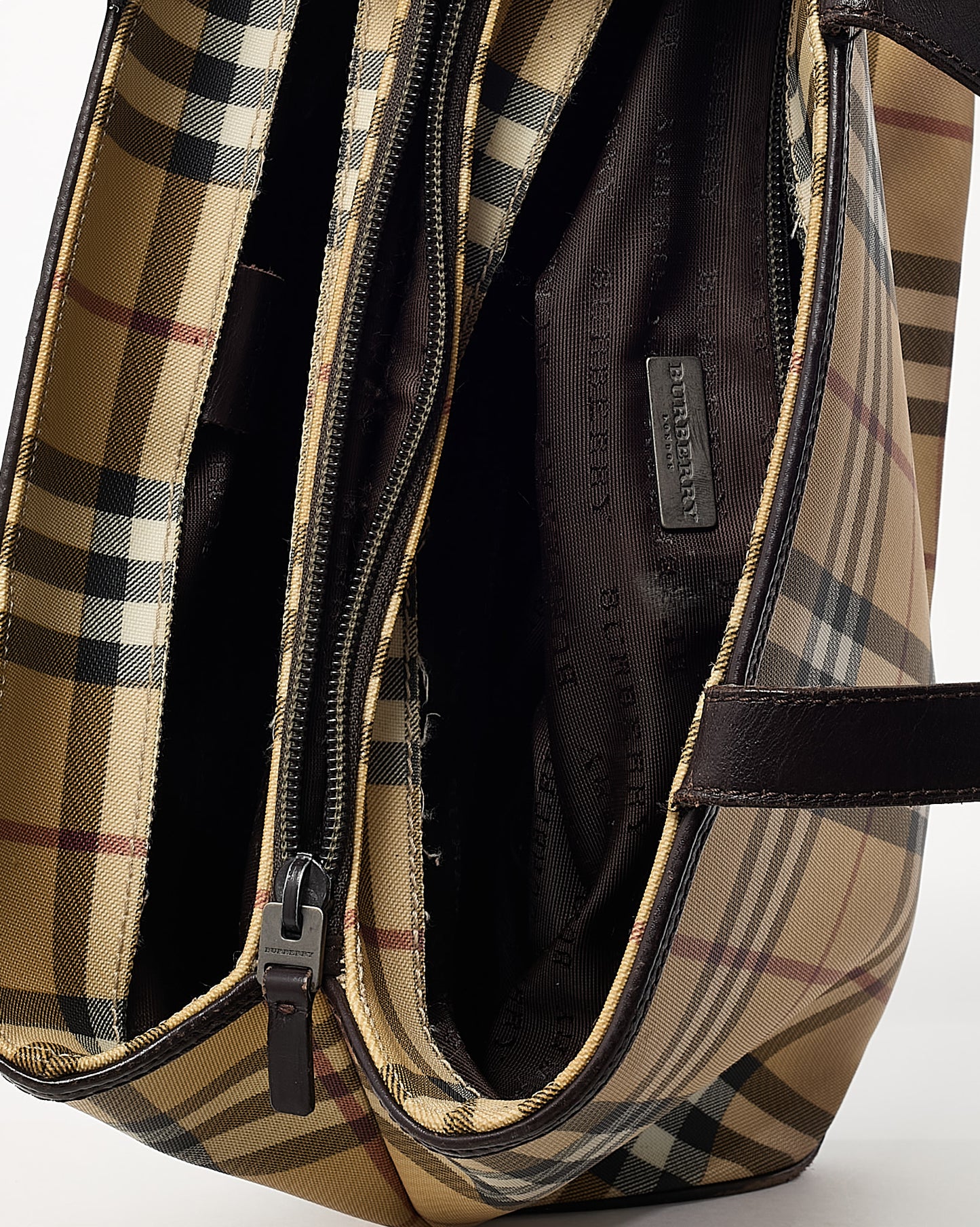 Burberry Vintage Beige Nova Check Coated Canvas Top Handle Tote Bag
