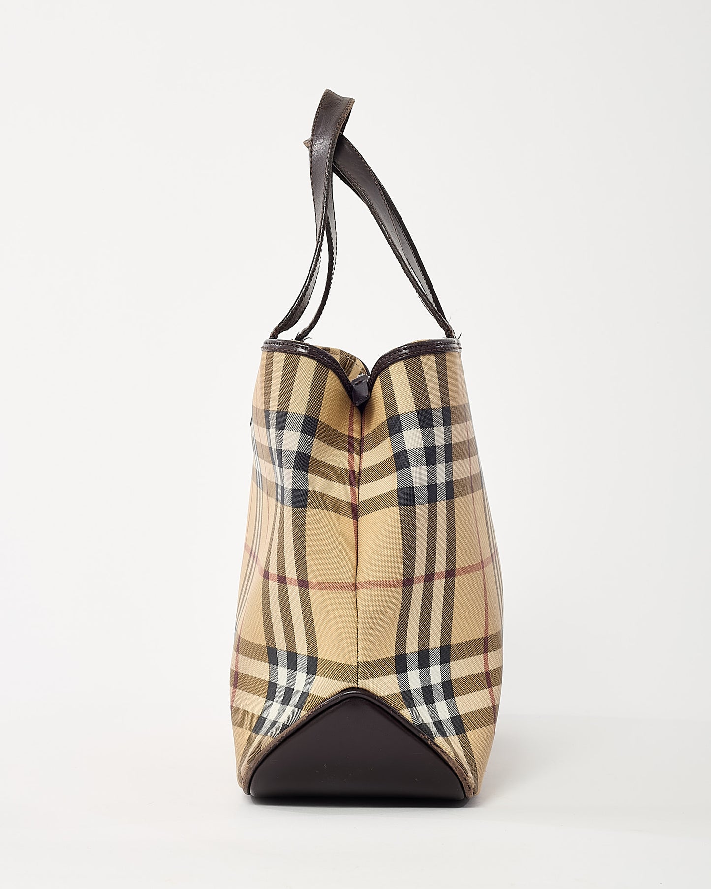 Burberry Vintage Beige Nova Check Coated Canvas Top Handle Tote Bag