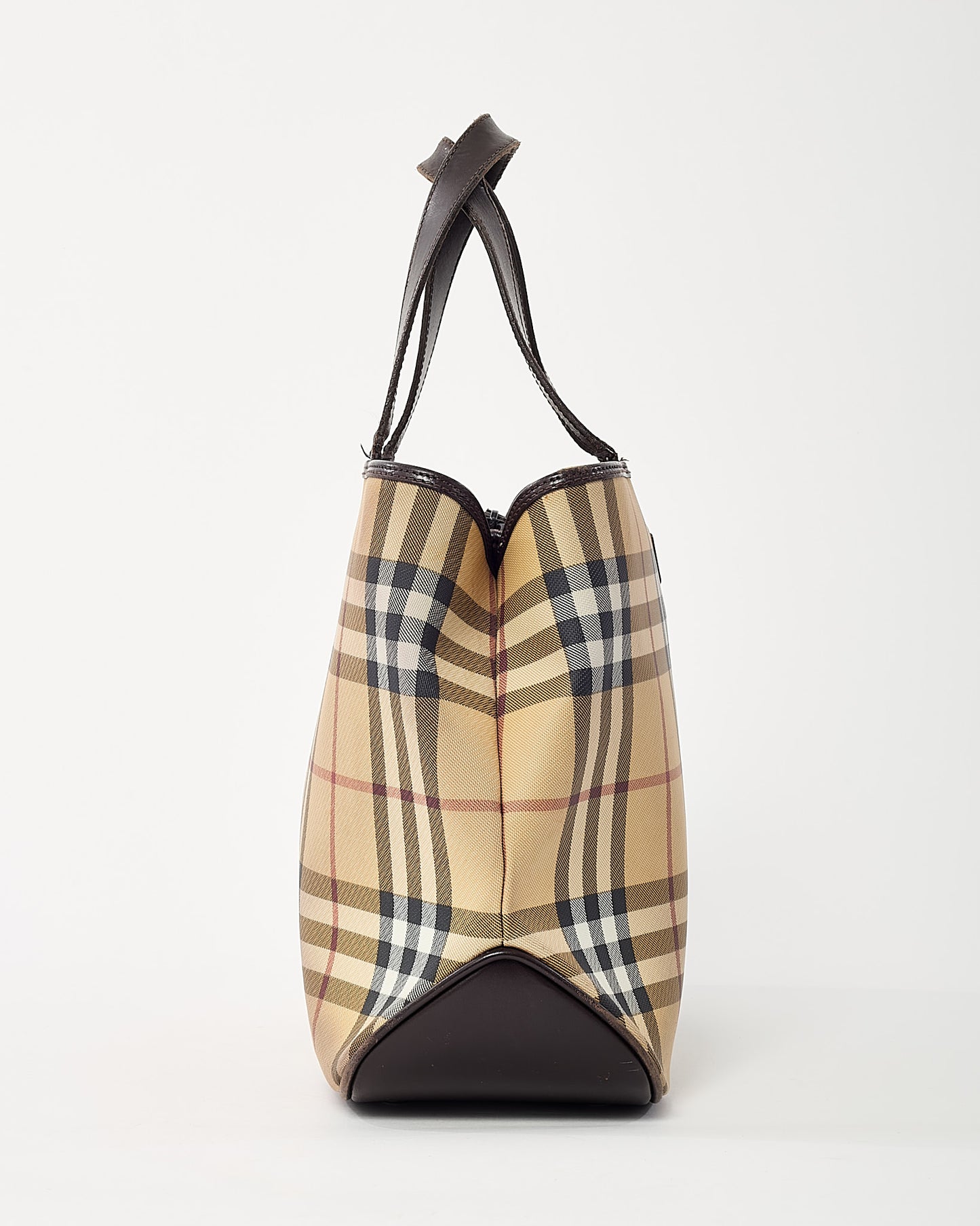 Burberry Vintage Beige Nova Check Coated Canvas Top Handle Tote Bag