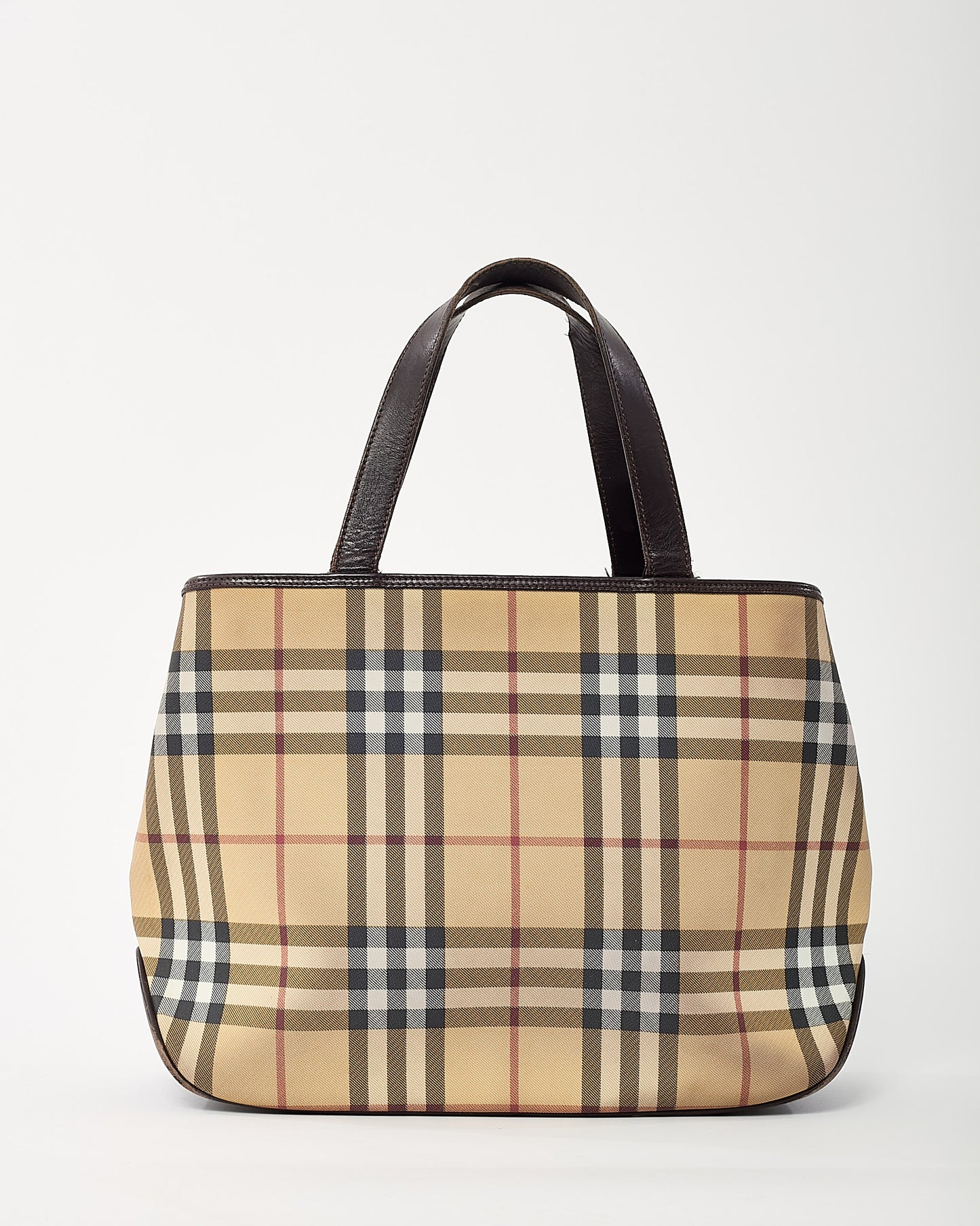 Burberry Vintage Beige Nova Check Coated Canvas Top Handle Tote Bag