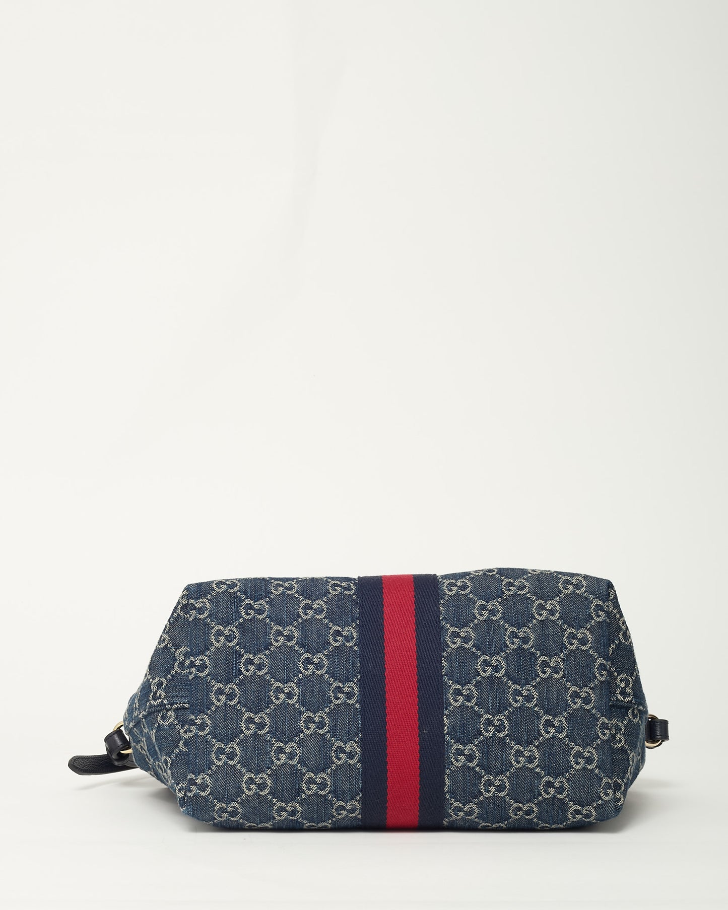 Gucci Blue and White GG Denim Small Giglio Tote with Strap