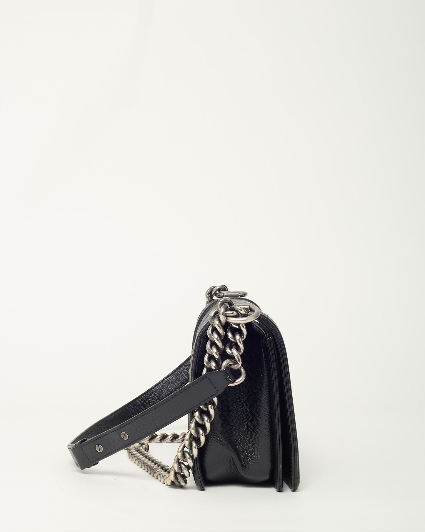 Chanel Black Quilted Caviar Leather Medium Boy Bag SHW
