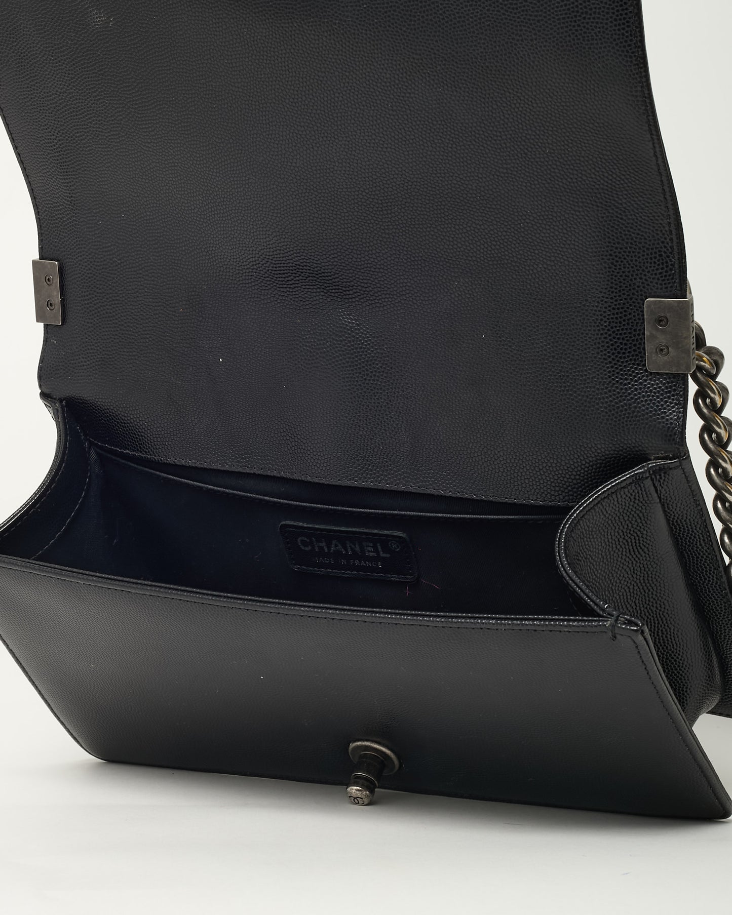 Chanel Black Quilted Caviar Leather Medium Boy Bag SHW