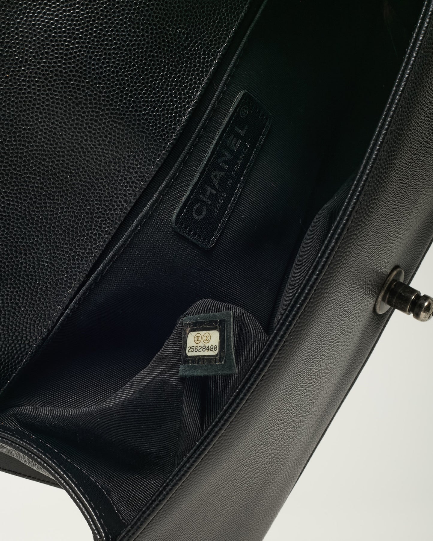 Chanel Black Quilted Caviar Leather Medium Boy Bag SHW