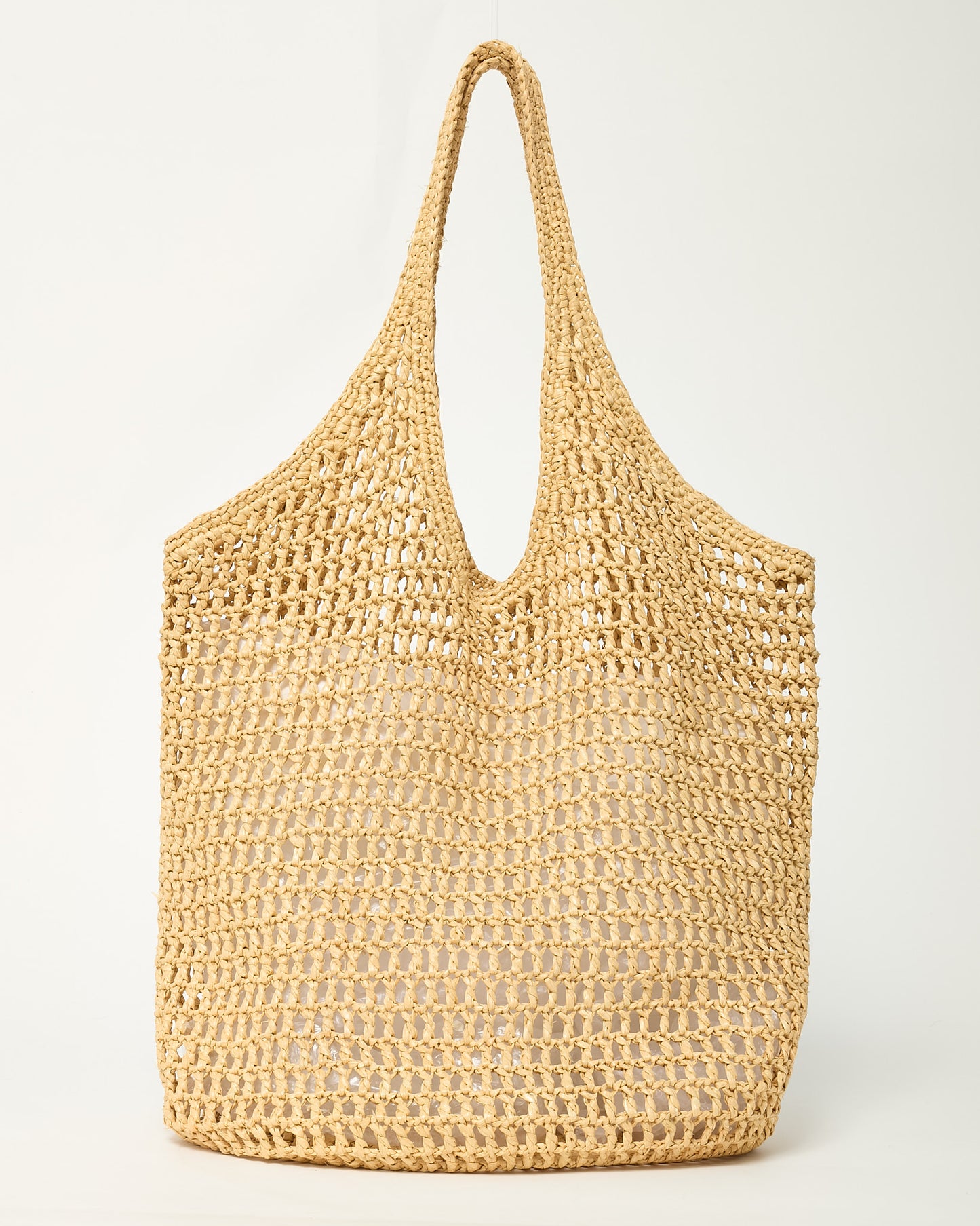 Prada Naturale Beige Yarn Raffia Effect Crochet Logo Embroidered Shopping Tote Bag
