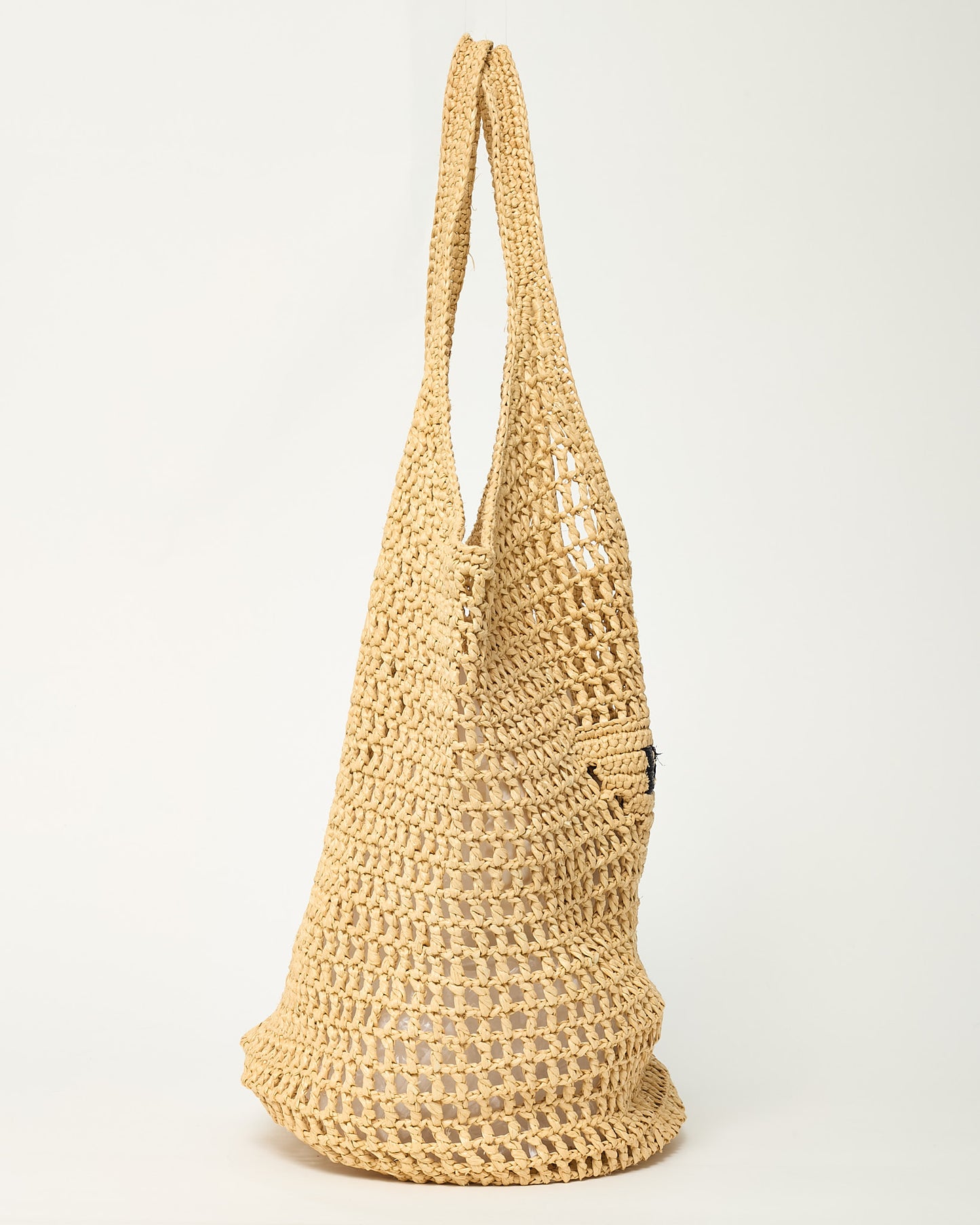 Prada Naturale Beige Yarn Raffia Effect Crochet Logo Embroidered Shopping Tote Bag