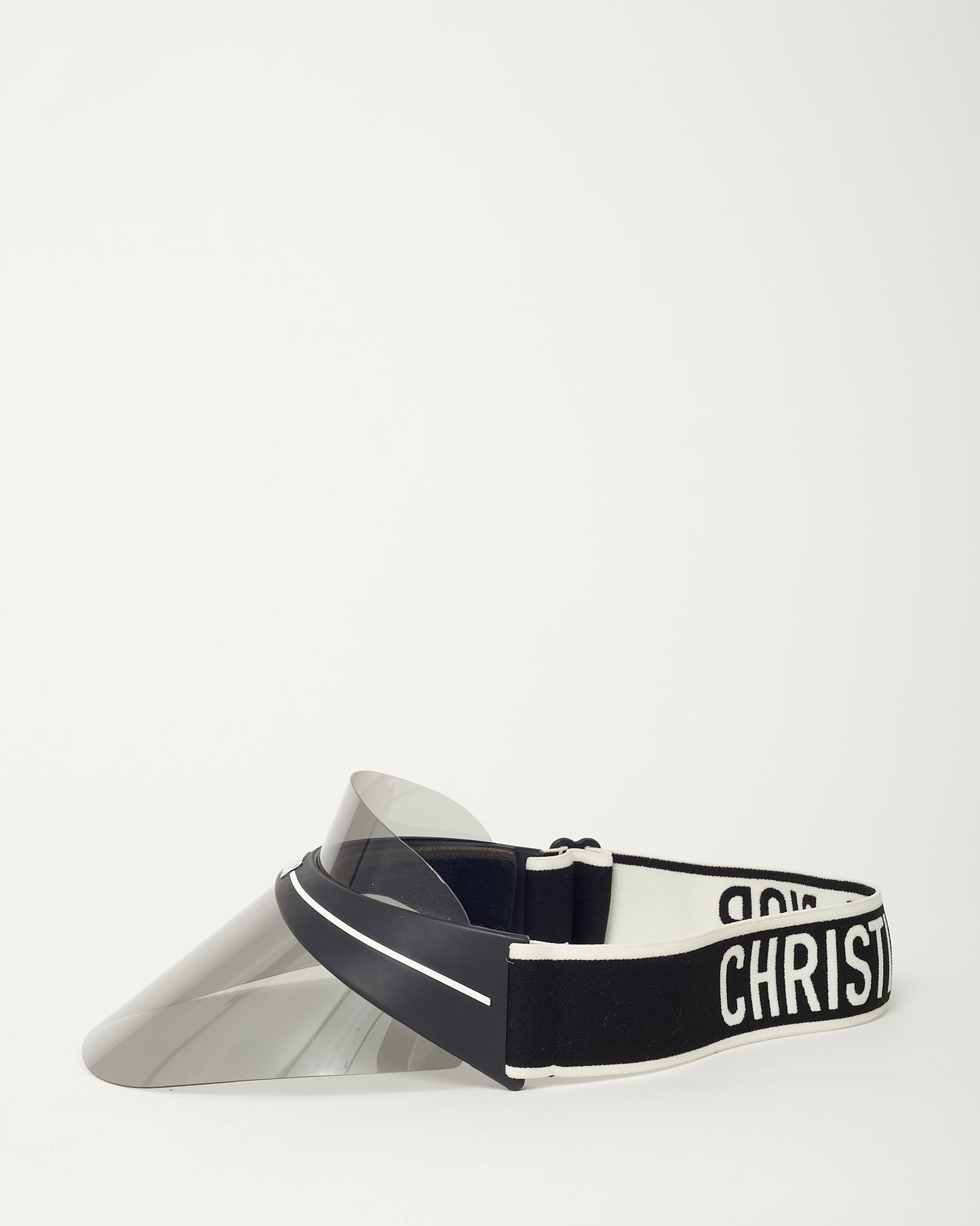 Dior Black Perspex and Black/White Dior Logo Cotton-Blend Jacquard DiorClub Visor