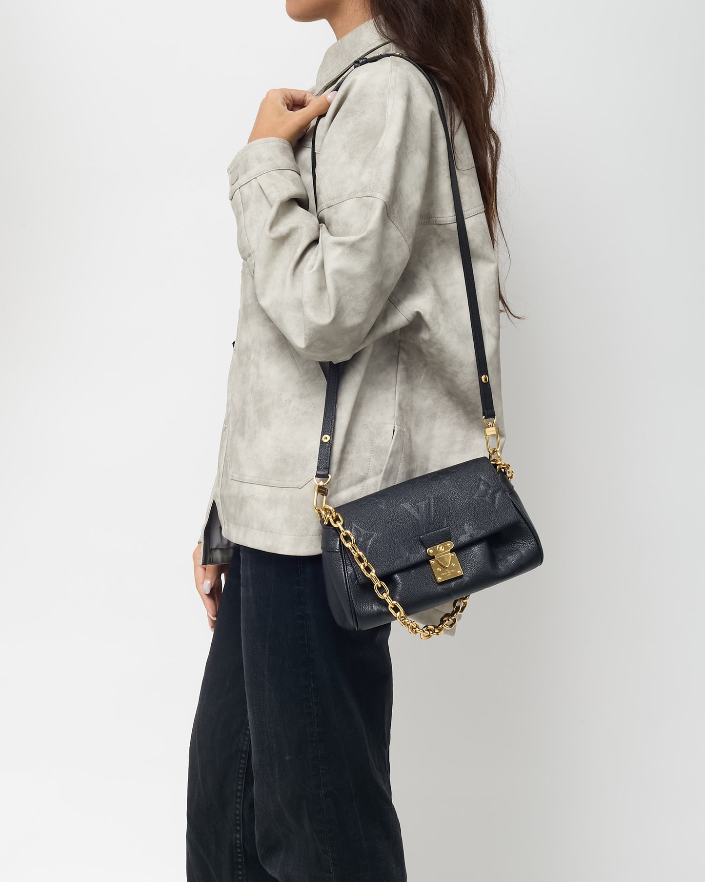 Louis Vuitton Black Giant Monogram Empreinte Leather Favorite NM 2Way Bag