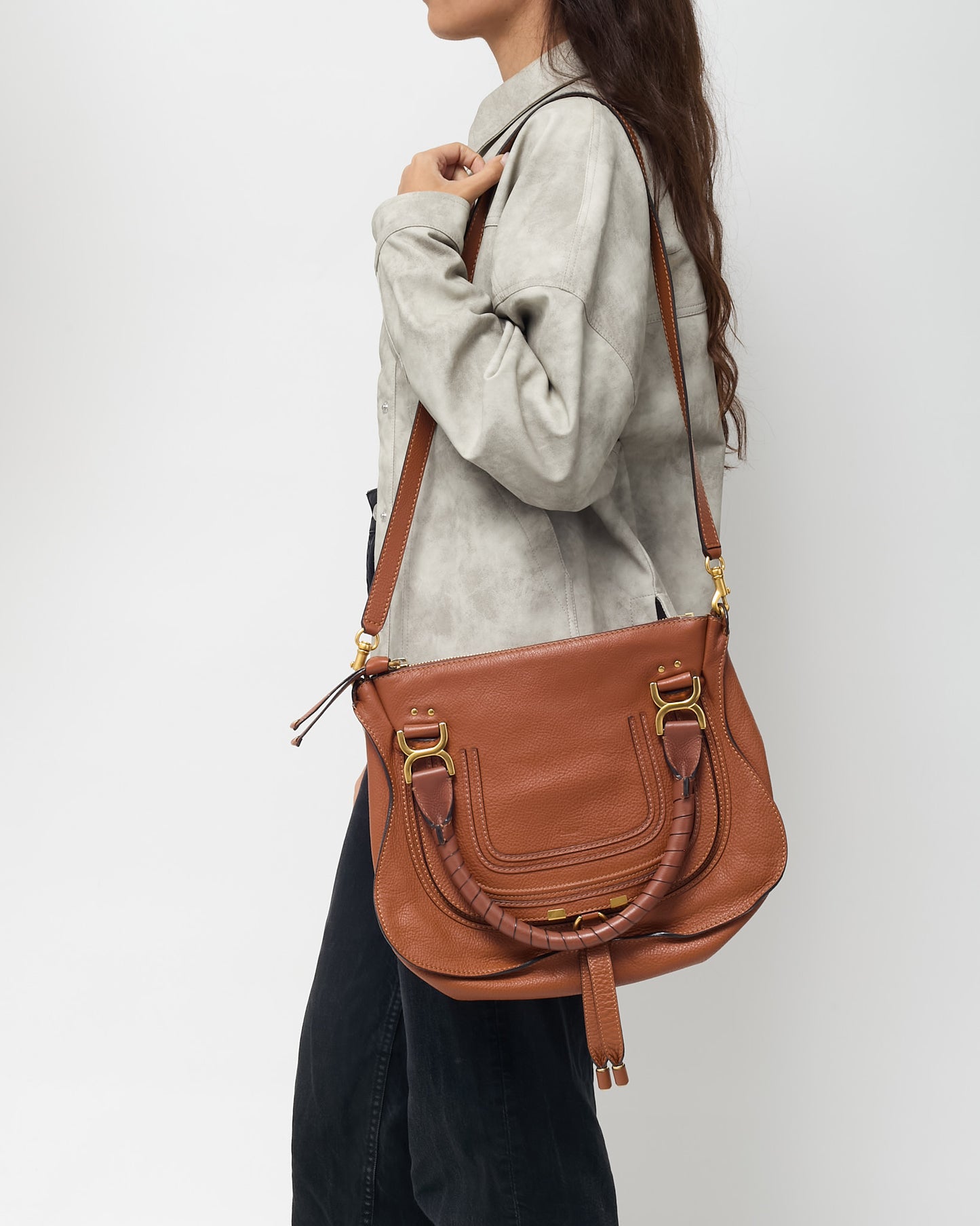 Chloé Tan Leather Medium Marcie 2Way Bag