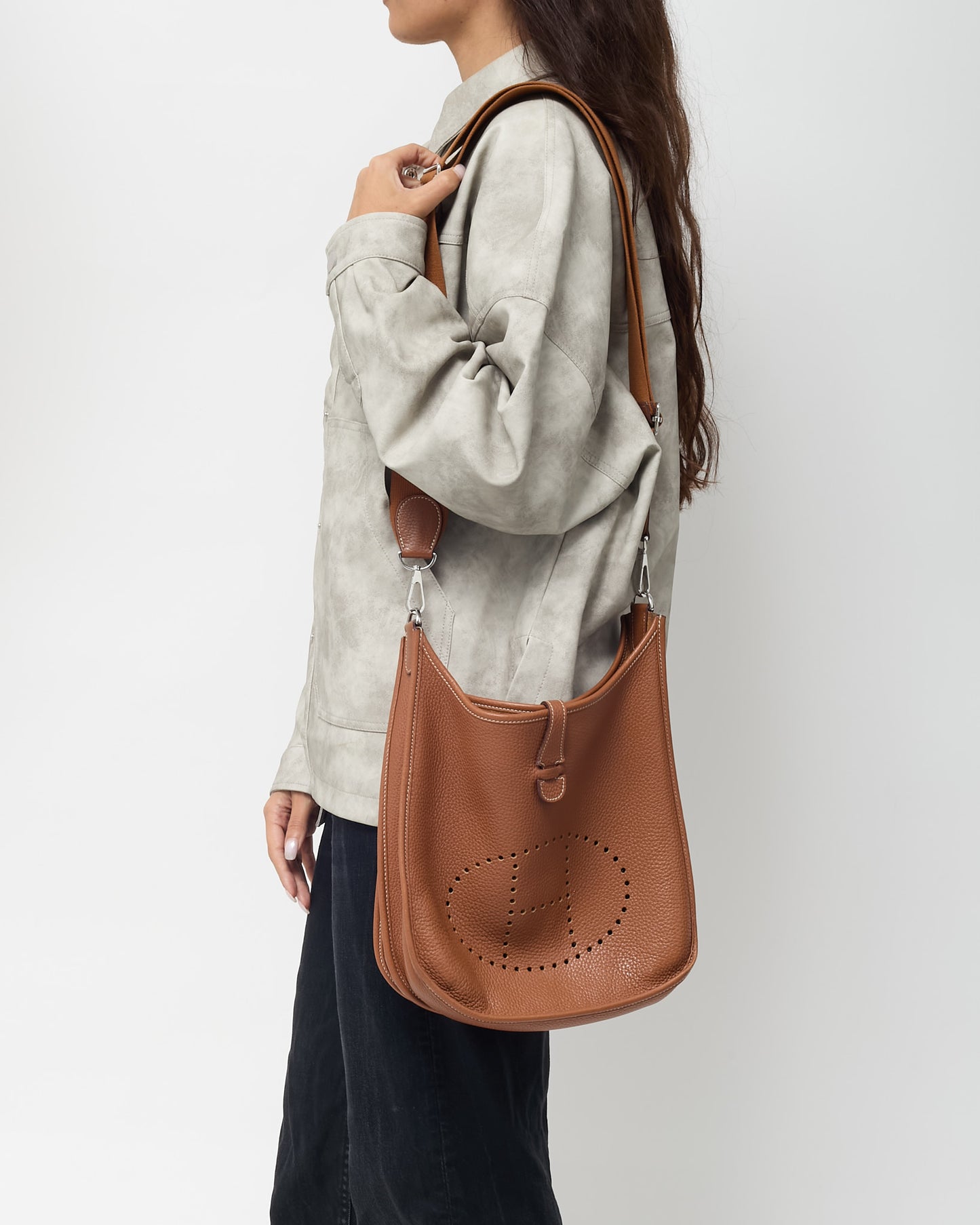 Hermès Gold Taurillon Clémence Leather Evelyne 29 Crossbody Bag