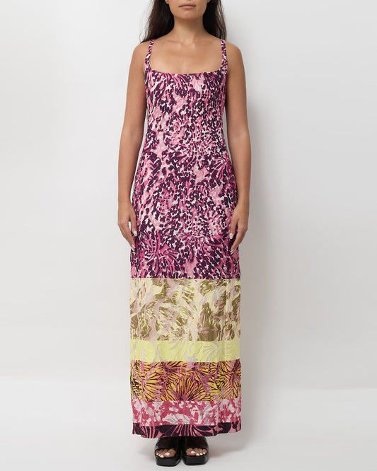 Dries Van Noten Pink Multi Debano Mixed-Printed Cotton Maxi Dress - FR 40 / US 8