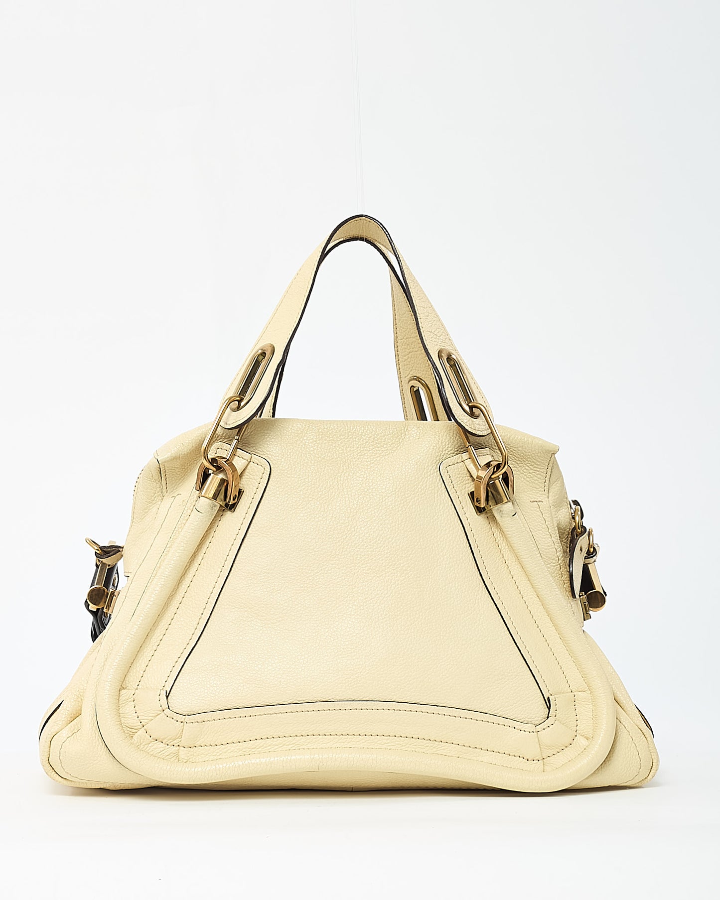 Chloé Cream Beige Pebbled Leather Medium Paraty Military 2Way Bag